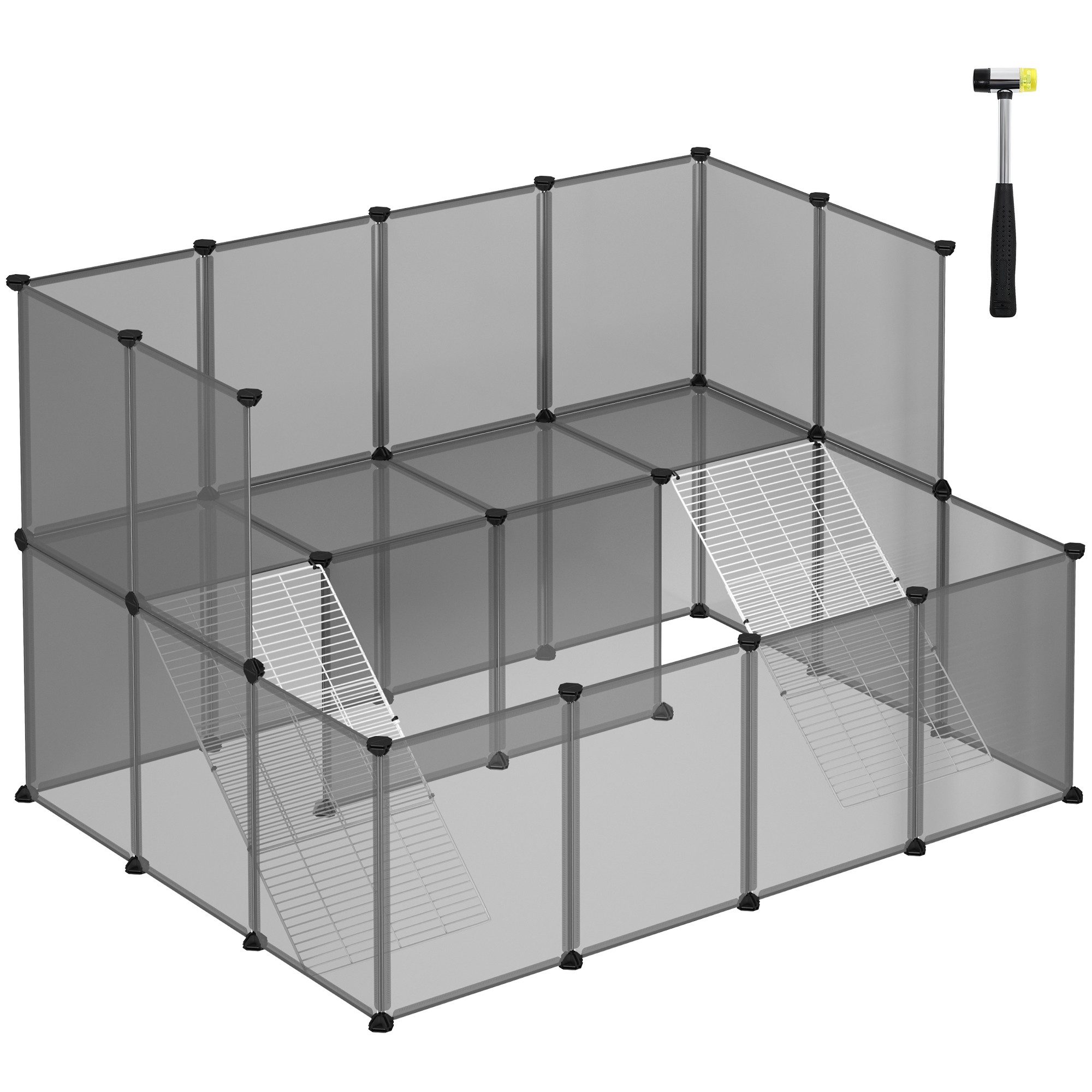 SONGMICS Kleintierkäfig, 2-stöckig mit Metallgittertreppen 143x108x92cm günstig online kaufen