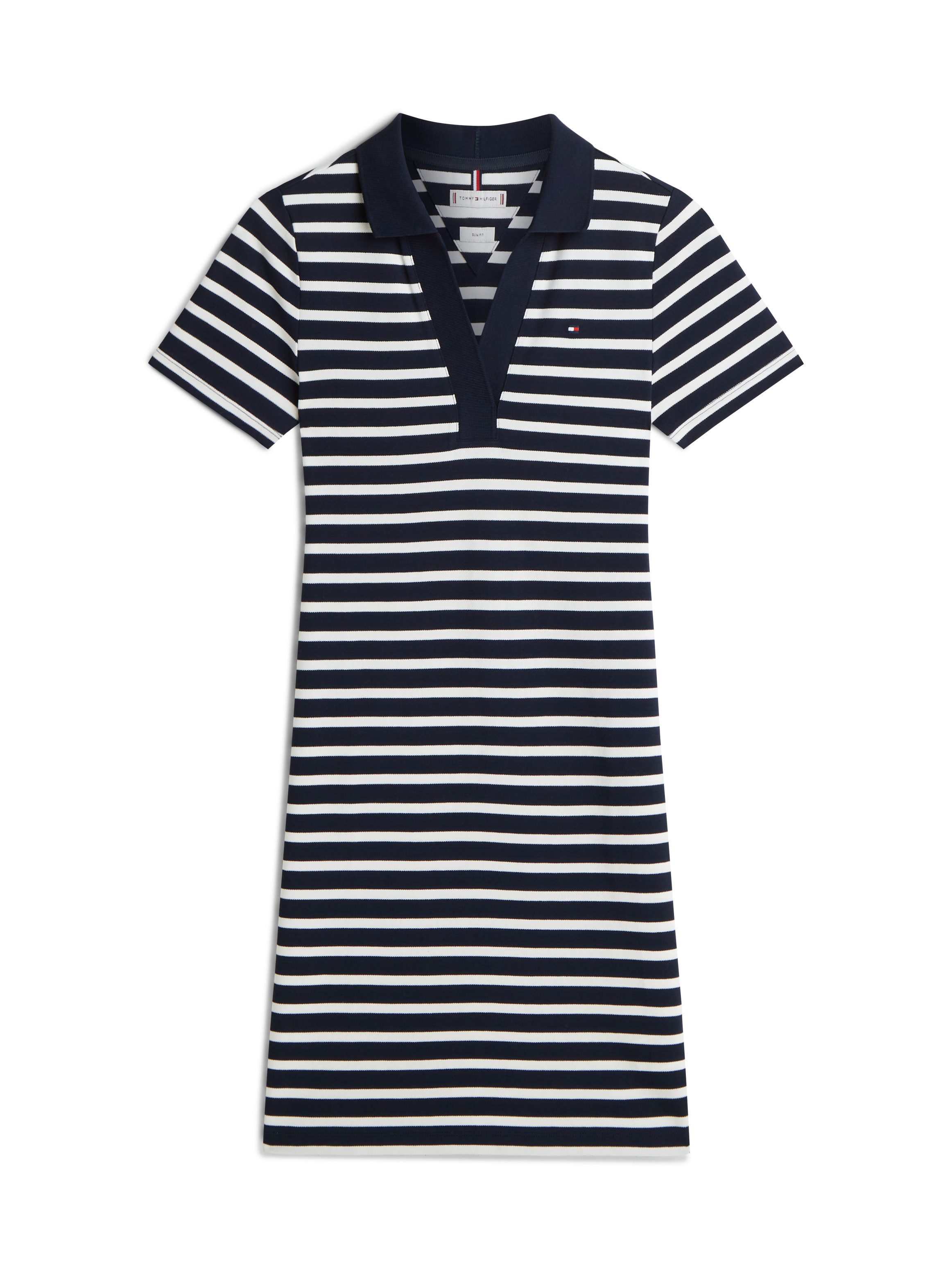 Tommy Hilfiger Polokleid SLIM OPEN NK POLO DRESS SS mit gestickter Tommy Hilfiger Flagge – Bild 5 von 5