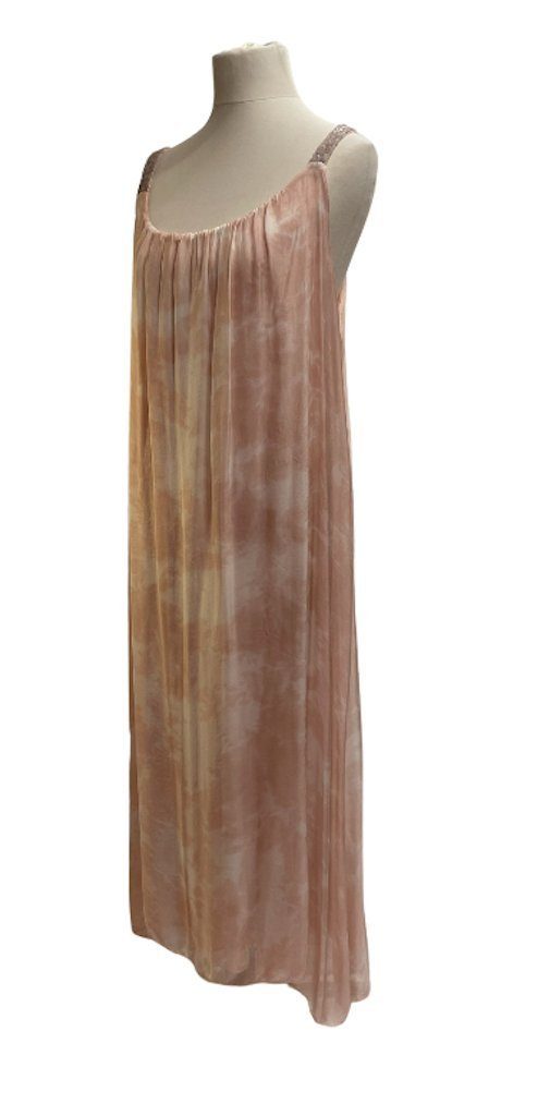 Langes Batik Sommerkleid Pailetten BZNA Sommer Dress Seidenkleid RosaBatik elegant