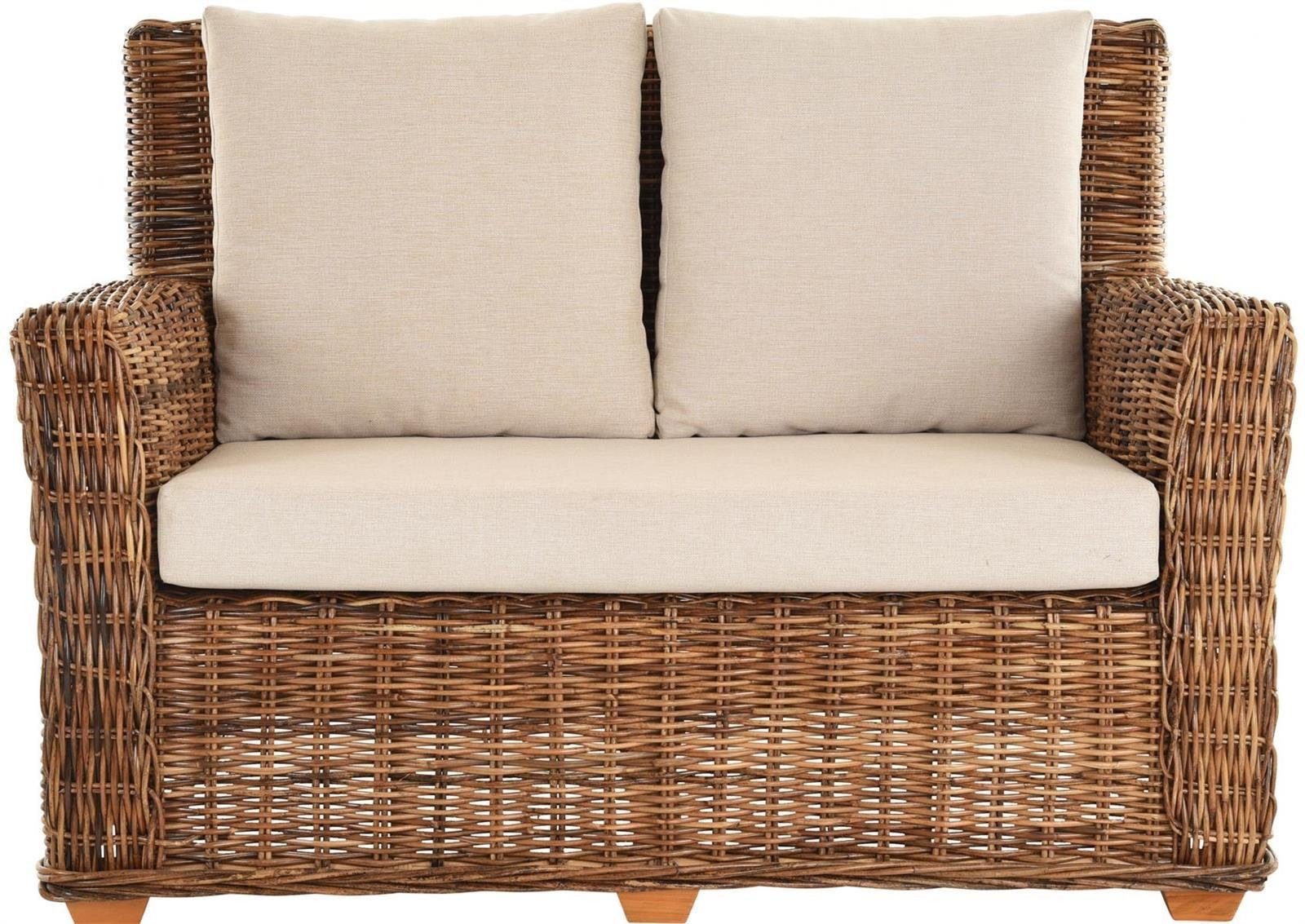 Sofa Sofa Couch (Braun), Sofa Krines Wohnzimmer-Sofa echtem Rattansofa aus Wohnzimmer Rattan Home 2-Sitzer