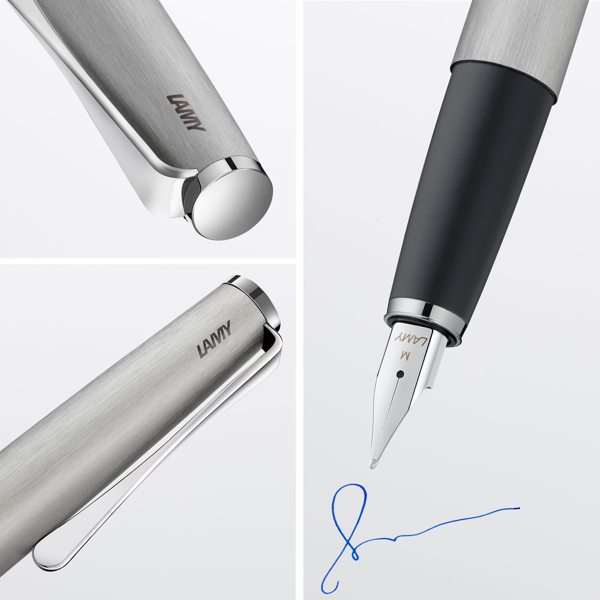 LAMY Füller LAMY studio brushed Füller Clip Stahlfeder Strichbreite M mit Tintenpa