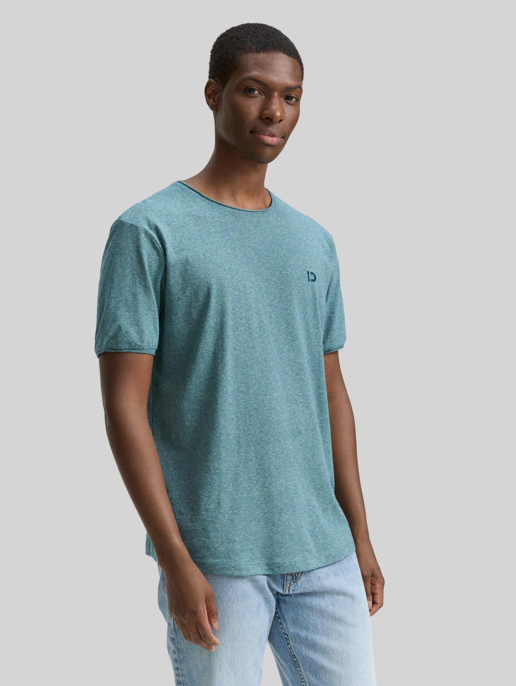 TOM TAILOR Denim T-Shirt T-Shirt (im Einserpack) T-Shirt in Melange Optik