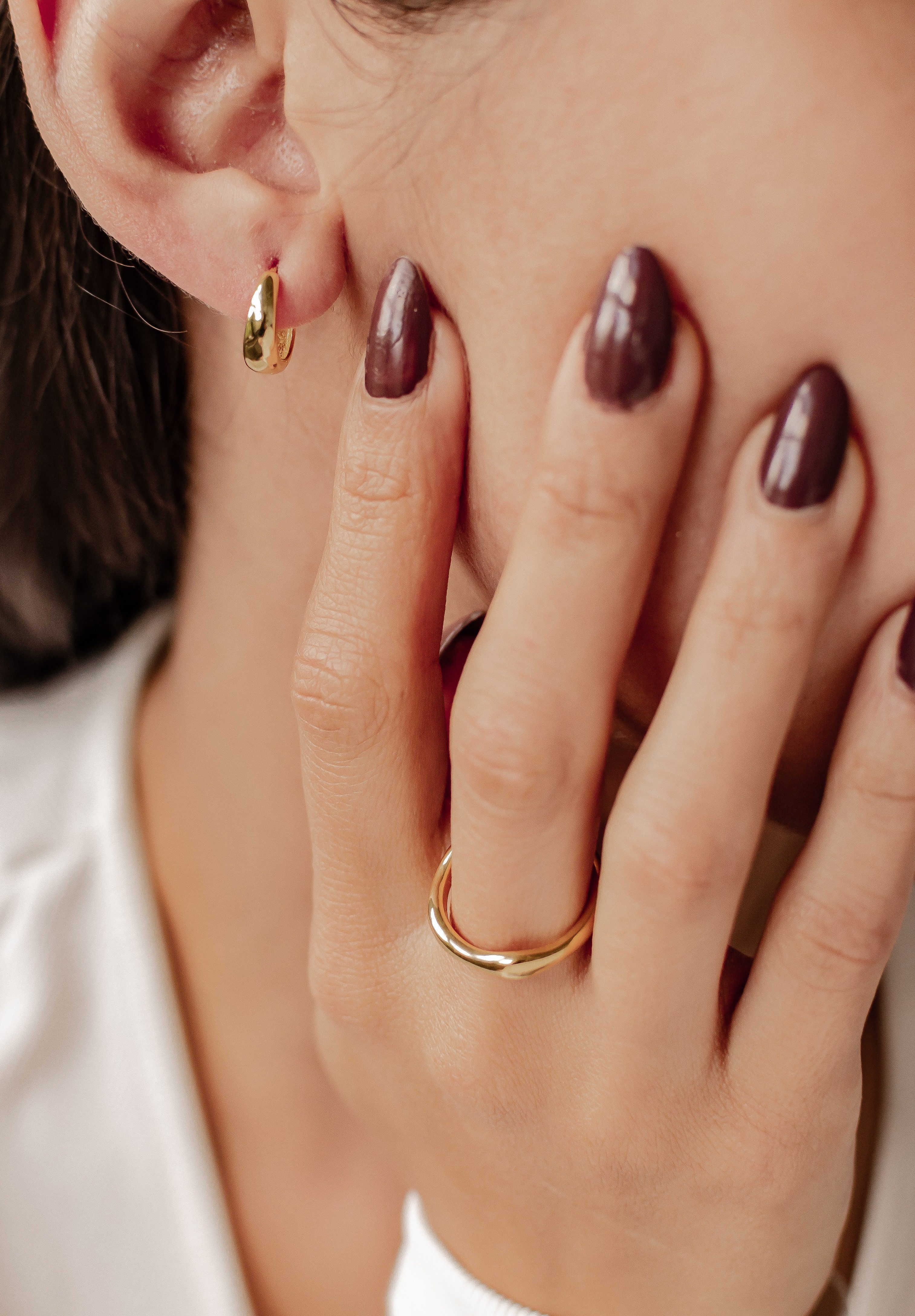 Hey Happiness Fingerring Gewellt, 18K Gold vergoldet, Eleganter Basic Damen Ring, wasserfest