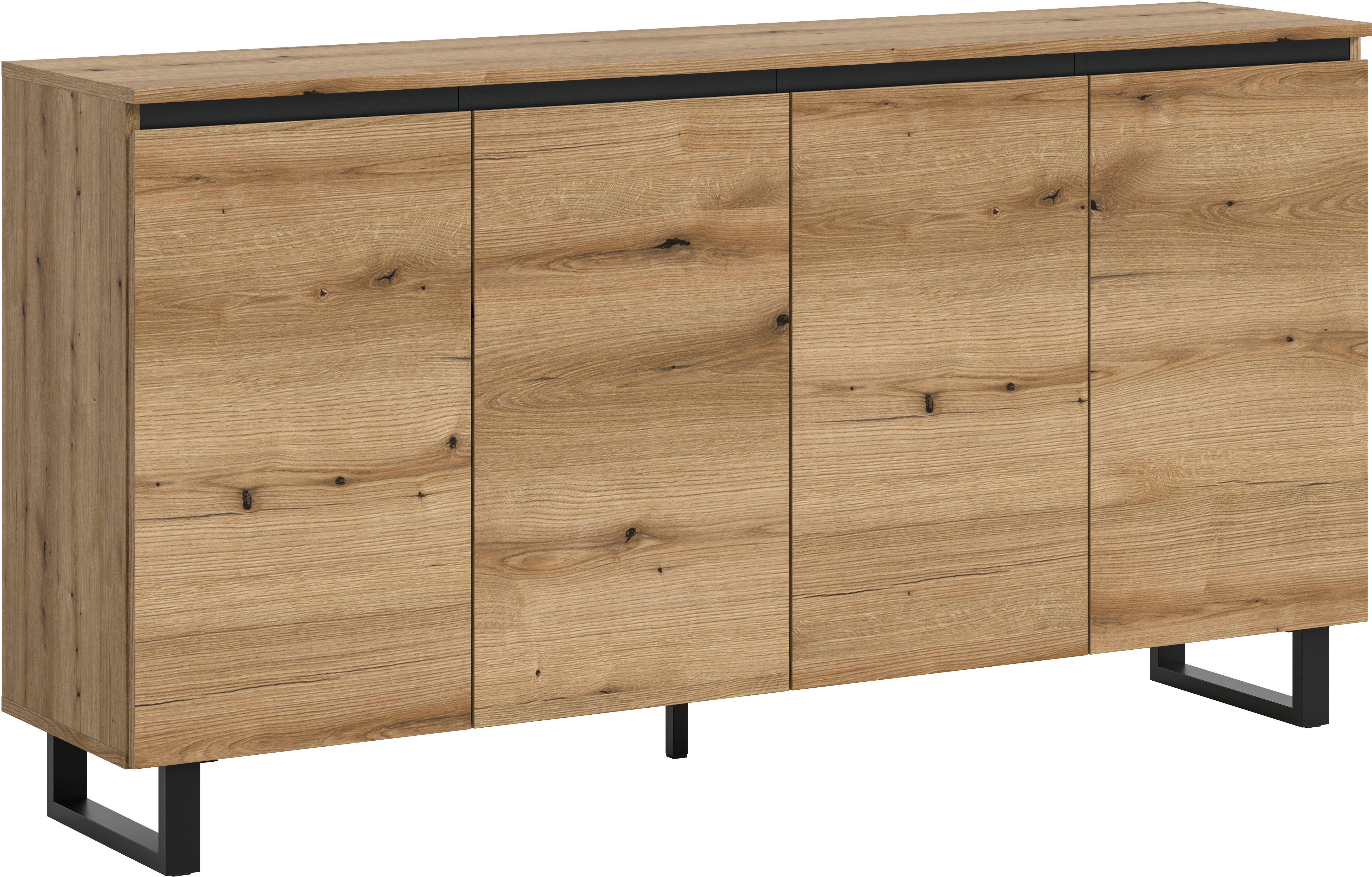 INOSIGN Sideboard TOMA, Breite: 160 cm, mit Metall-Kufen-Fuß, 4 Türen, 4 Einlegeböden, Anrichte, Kommode, Schrank, Board, Higboard