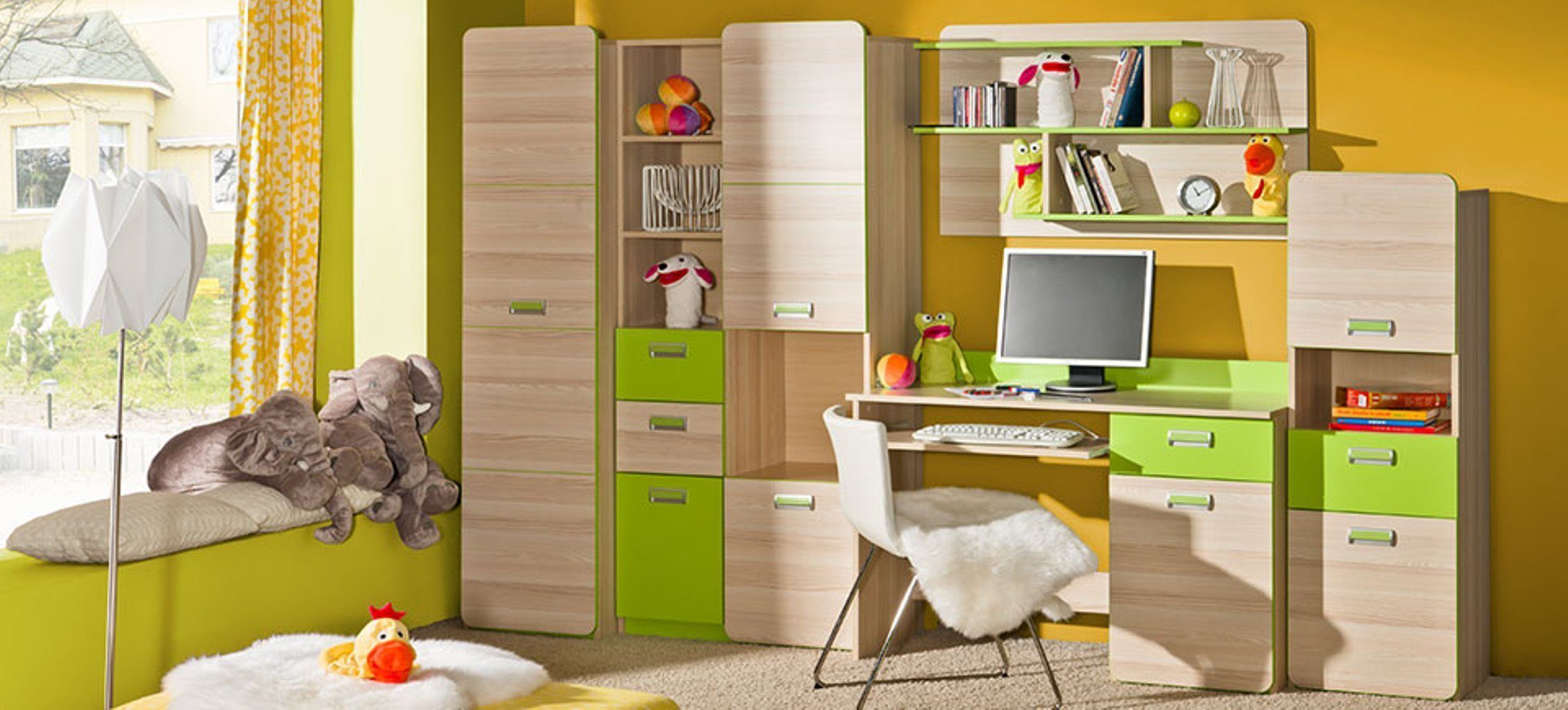 JVmoebel Kinderkleiderschrank Wohnwand Anbauwand Schrankwand Wohnzimmer Schrank Schreibtisch