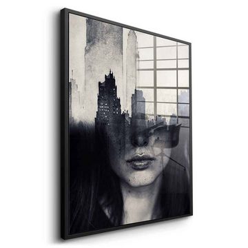 DOTCOMCANVAS® Acrylglasbild Mind Game - Acrylglas, Acrylglasbild schwarz weiß grau abstrakt moderne Kunst Druck Wandbild