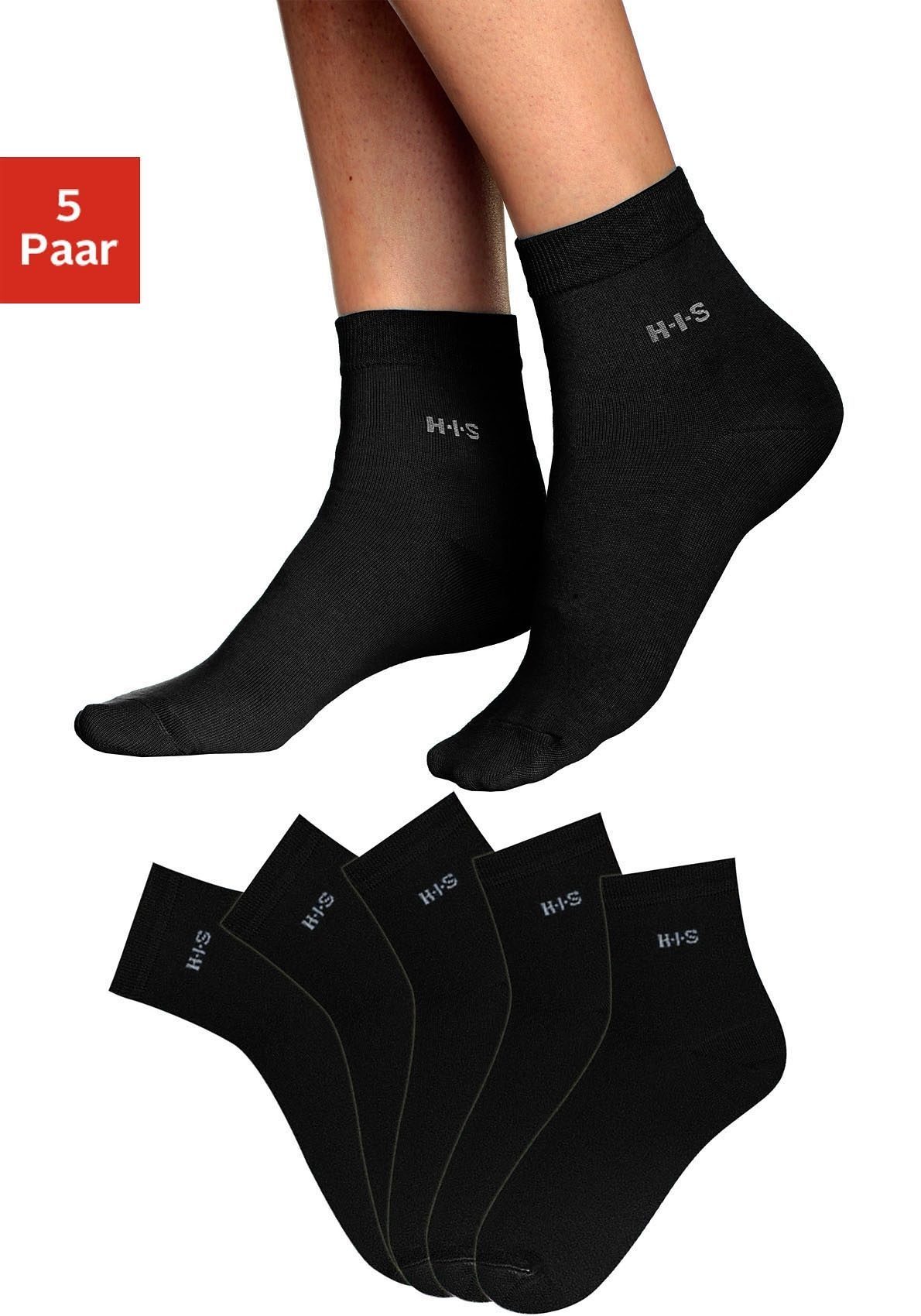 H.I.S Kurzsocken (Set, 5-Paar) dem schwarz über Bündchen Knöchel mit