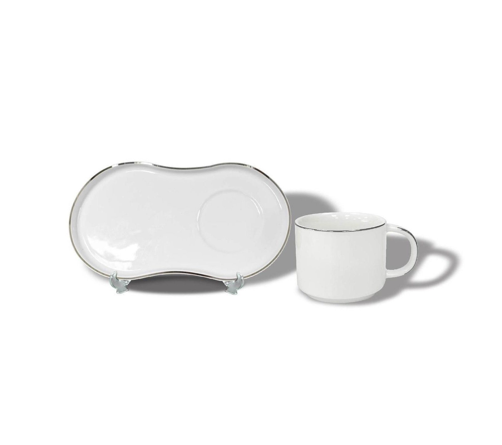 ZELLERFELD Kaffeeservice 12-Teilig Kaffeetassen mit Unterteller aus Porzellan Geschirr (12-tlg) Silber