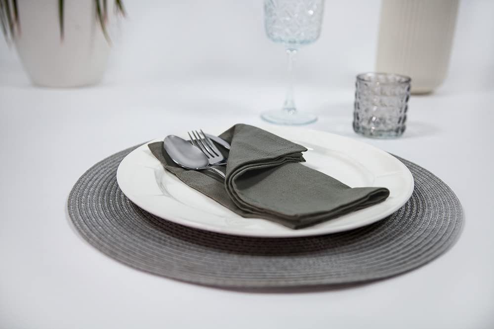 Mon Bijou Stoffserviette Stoffservietten Bio Baumwolle grau, weiß, dunkelgrau Servietten Stoff, (für Restaurants hochwertige Gastronomie Tischservietten Set 45 x 45cm, 6 St., Tischdeko für Hochzeit, Weihnachten, Geburtstagsfeier, Familienfeier), Baumwollservietten waschba rumweltfreundlich elegant wiederverwendbar