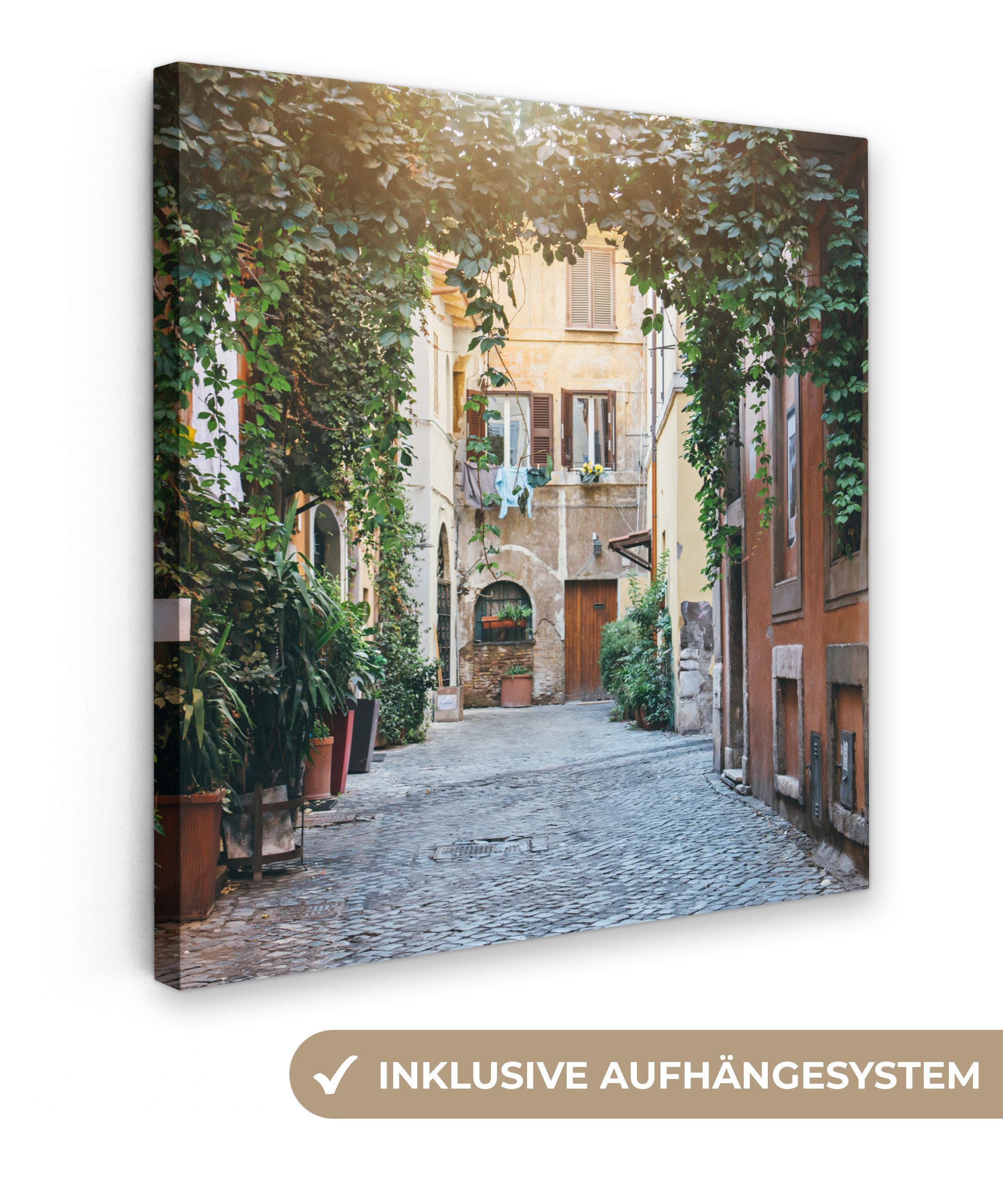 OneMillionCanvasses® Leinwandbild Italien - Straße - Schleicher, Fotodruck (1 St), Wandbild, Deko Schlafzimmer Wohnzimmer Flur 20x20 cm