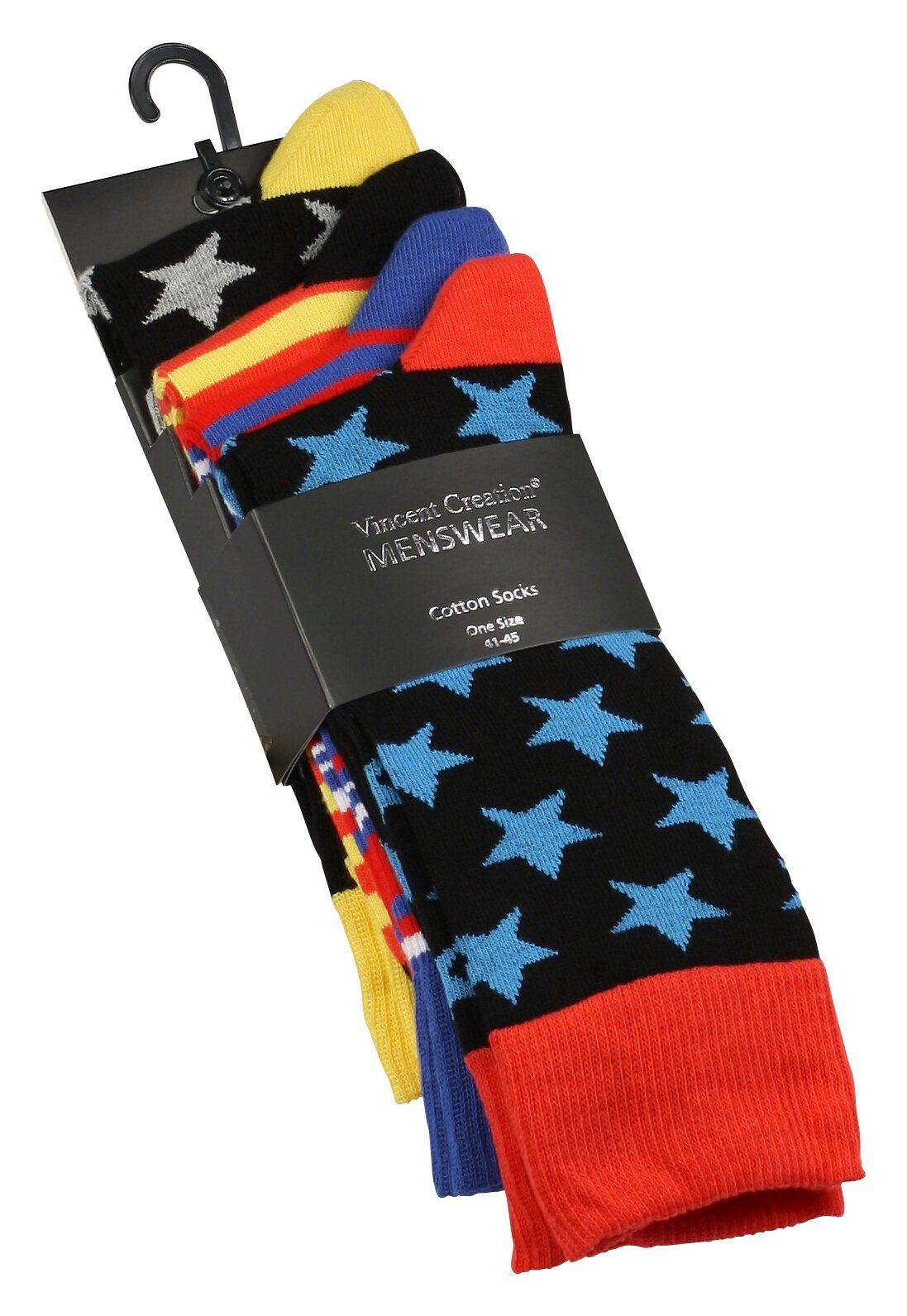 Vincent Creation® Socken "Stars and Stripes" angenehmer in Baumwollqualität (4-Paar)