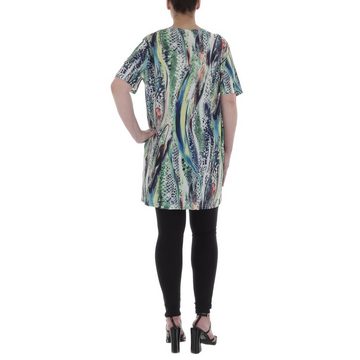 Ital-Design Tunikashirt Damen Freizeit Animal Print Top & Shirt in Grün