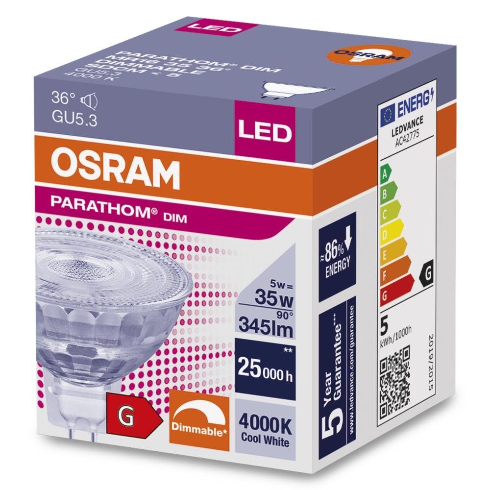 Osram LED-Leuchtmittel GU5.3 PARATHOM MR16 dimmbarer Strahler, GU5.3, Neutralweiß