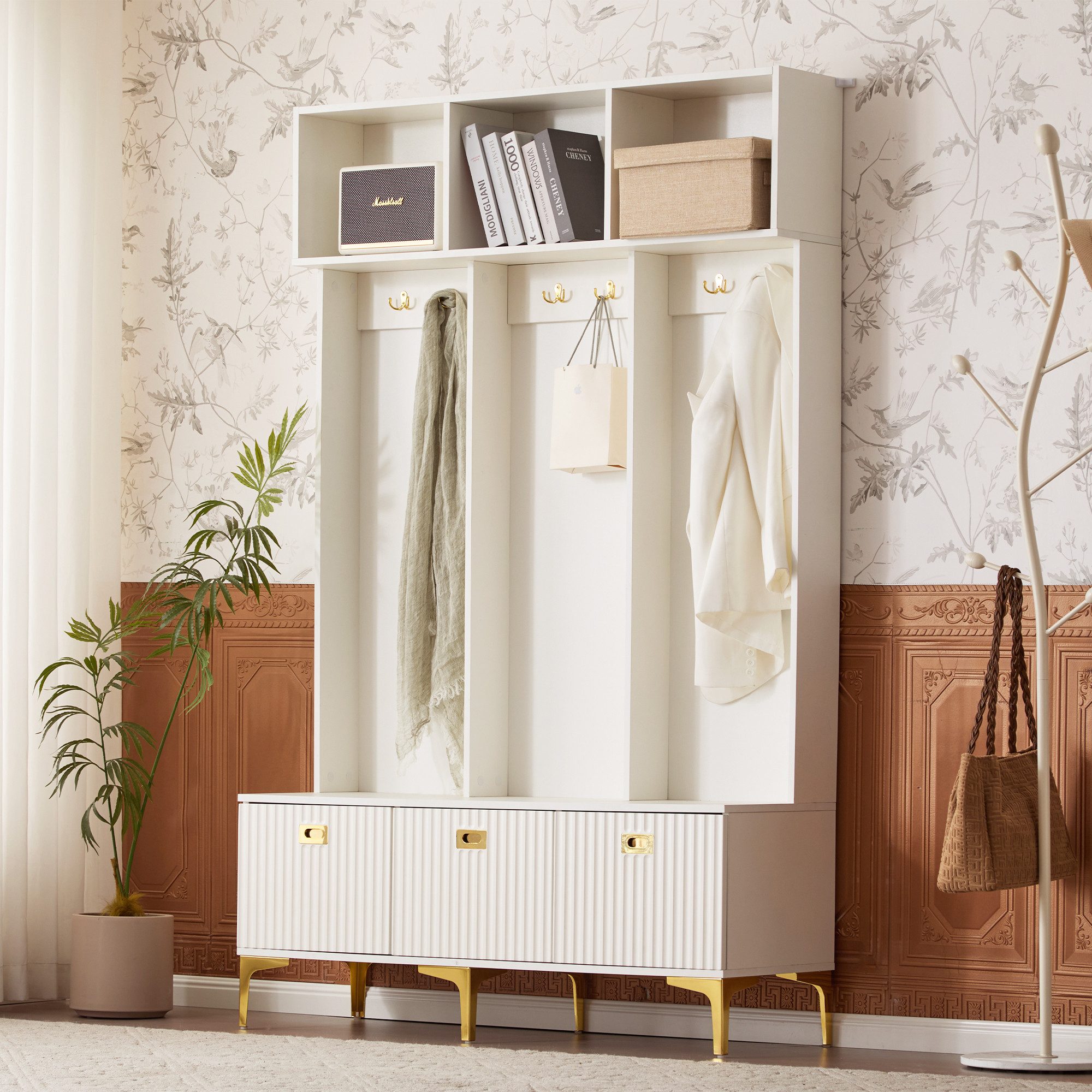 STILVORA Garderoben-Set mit sitzbank,191×120cm Flurgarderobe mit günstig online kaufen