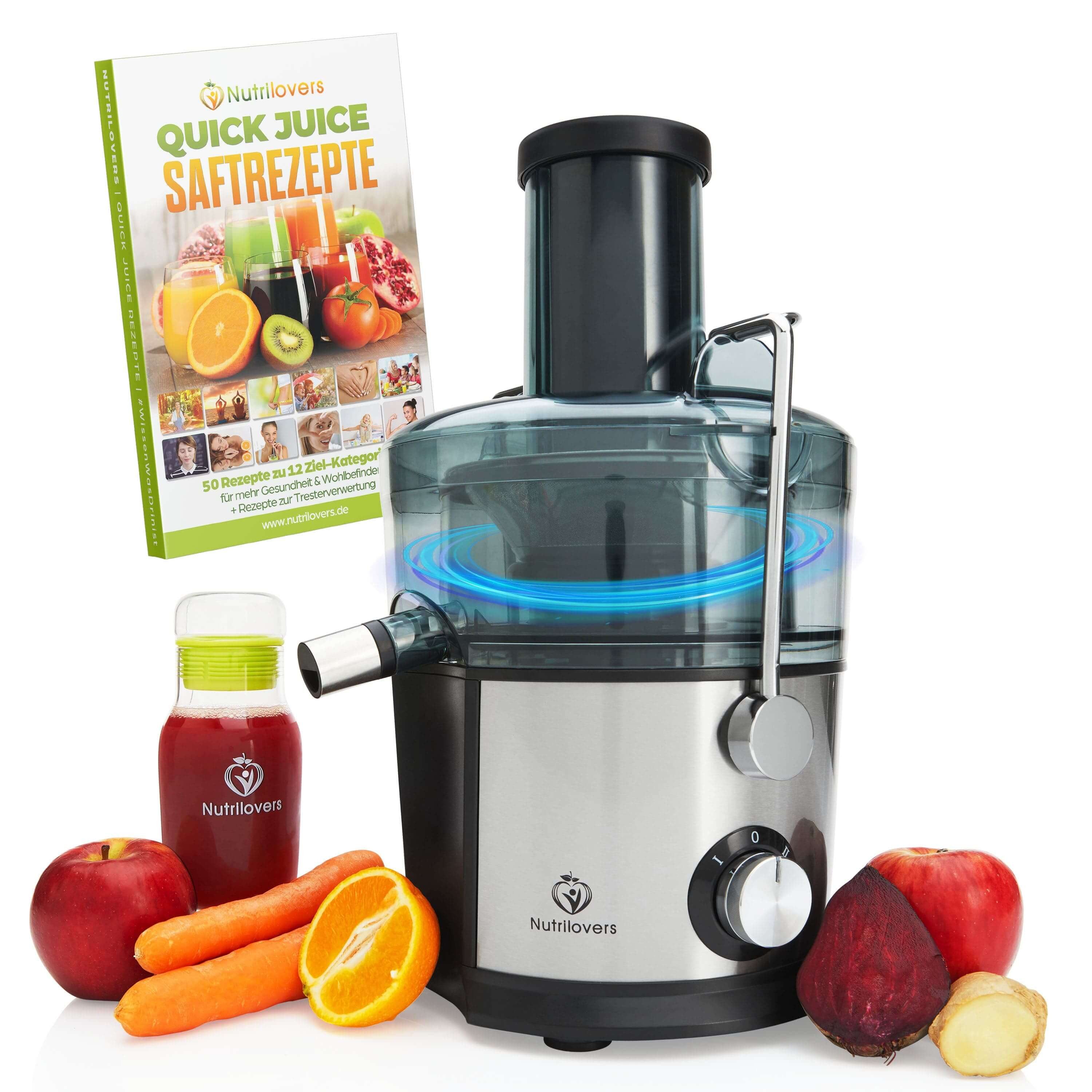 Nutrilovers Zentrifugenentsafter QUICK-JUICER Zentrifugal-Entsafter mit XXL-Einfüllöffnung, 800 W