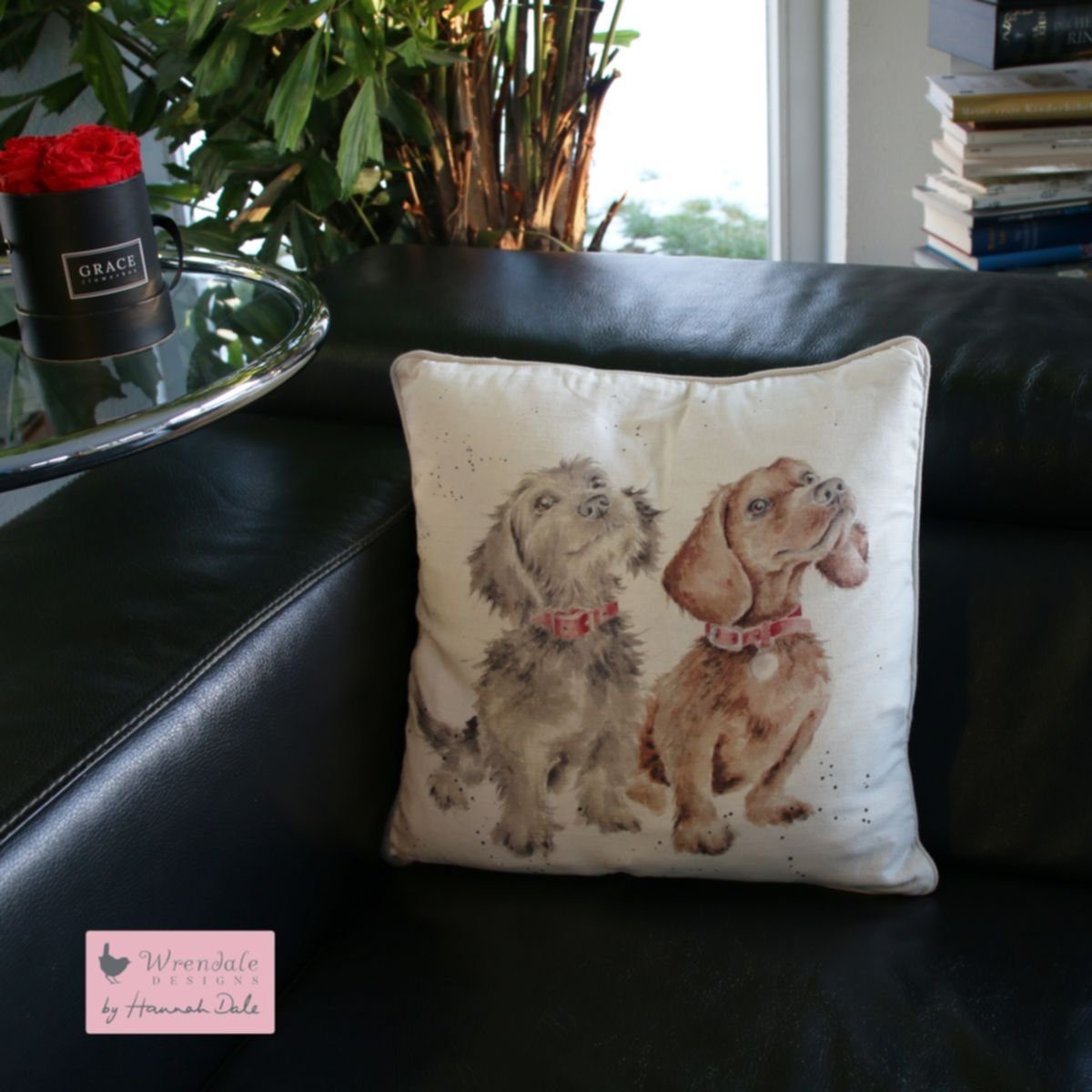 Wrendale Dekokissen Wrendale Designs Baumwoll-Leinen Kissen Hunde Welpen