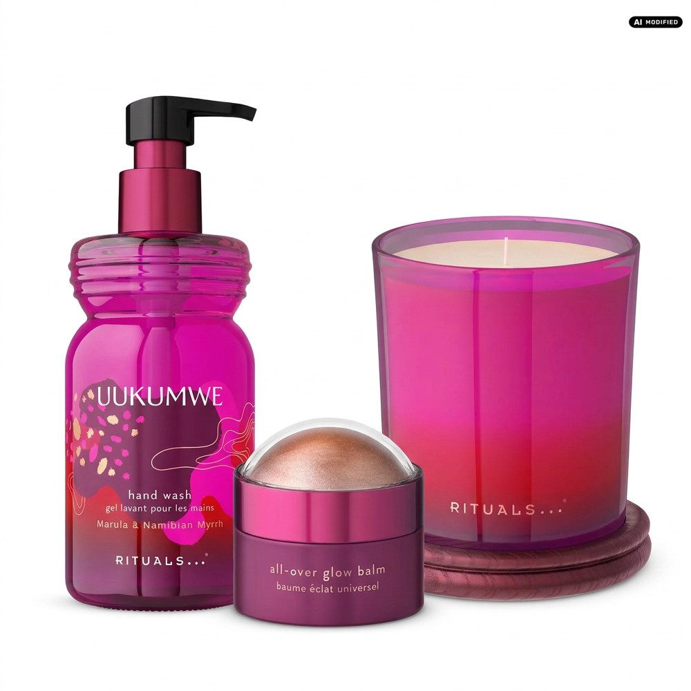 Rituals Flüssigseife Rituals Uukumwe Handseife Duftkerze Glow Balm Set, Handpflege, Raumduft und Glow-Highlight im abgestimmten Uukumwe-Duft