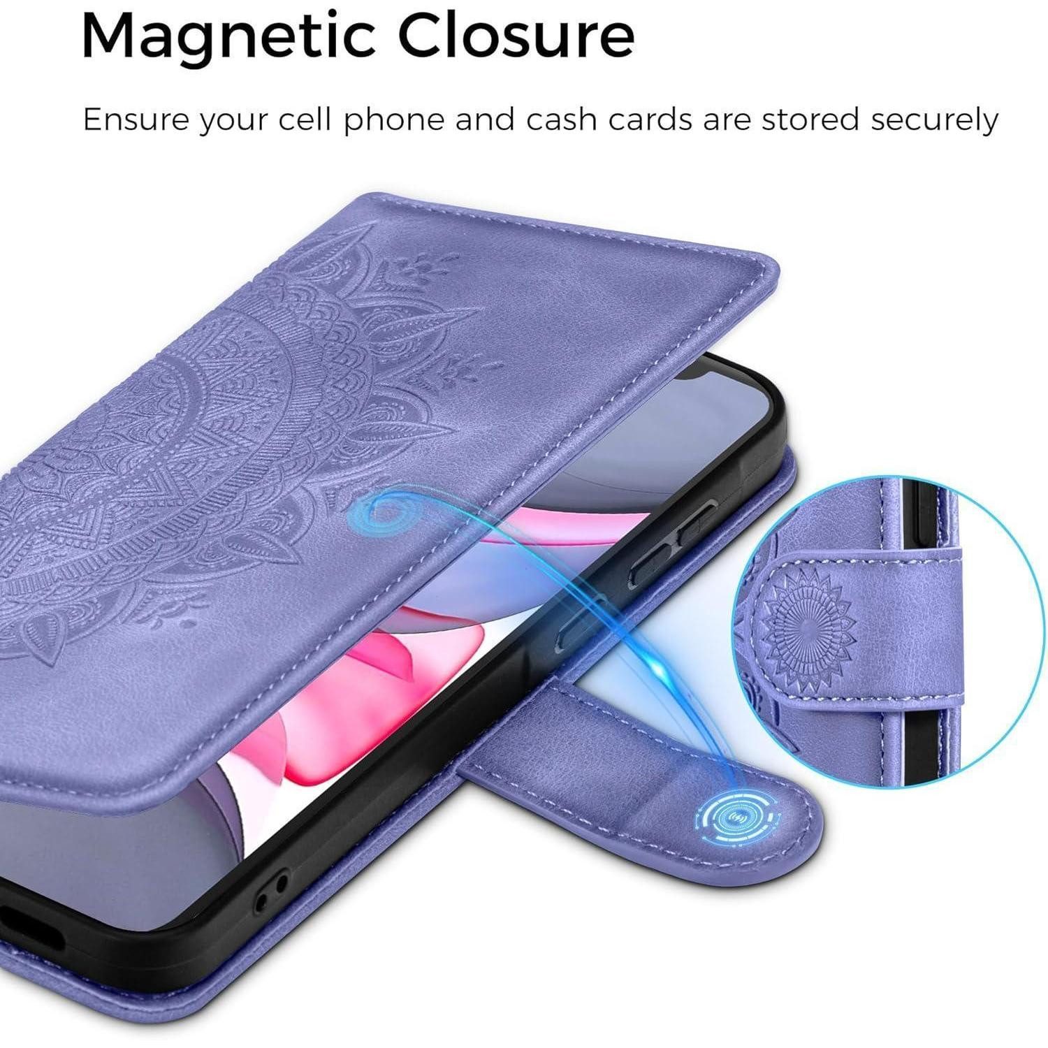LuxusKollektion Flip Case Lederhülle iPhone 11 Flip Wallet Kartenfach Magnet iPhone 11 Lila