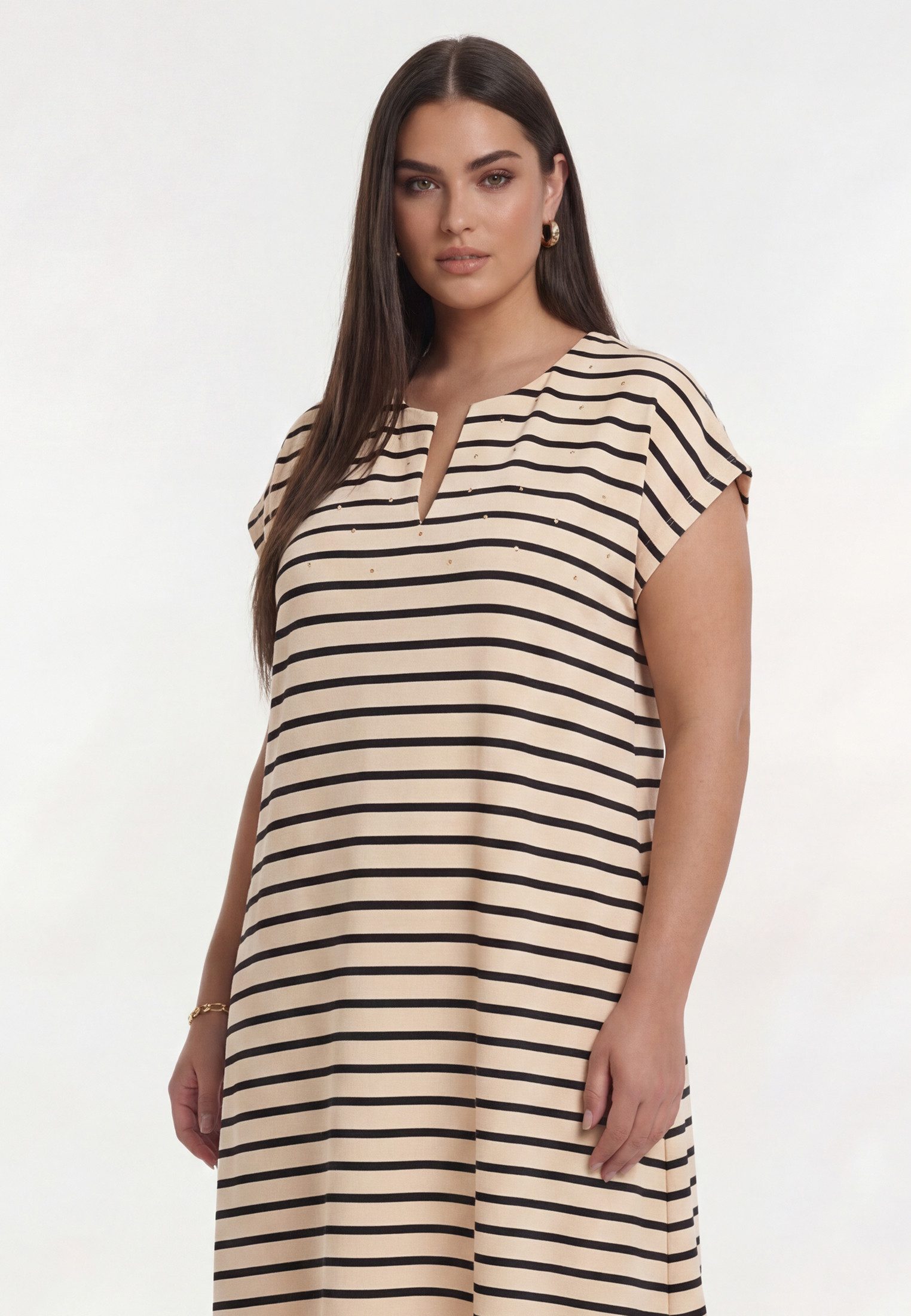 YOEK A-Linien-Kleid Damen Kleid mit Streifendruck mit Frontprint