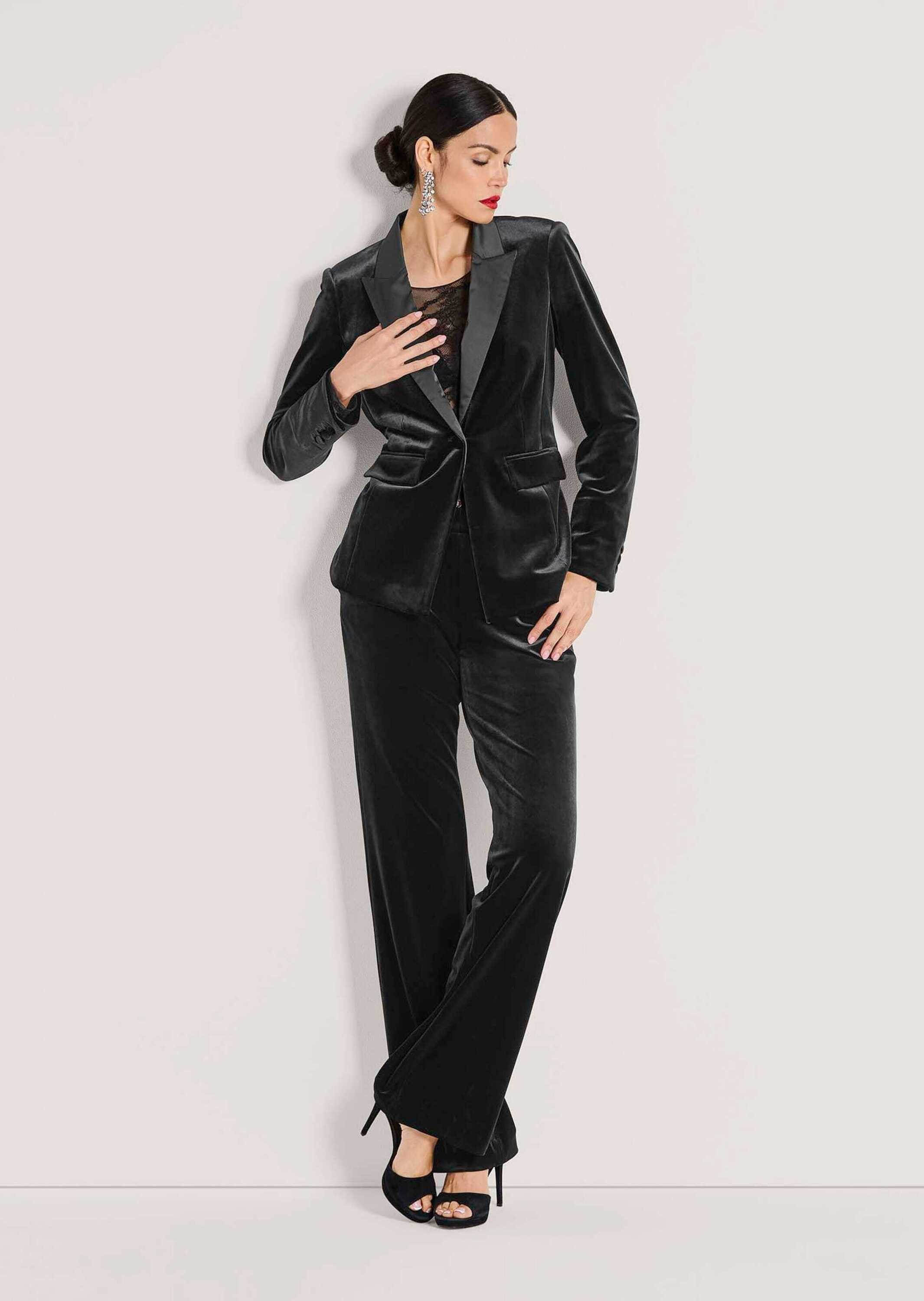 MADELEINE Kurzblazer Samtblazer mit Reverskragen Blazer mit Satin-Reverskra günstig online kaufen