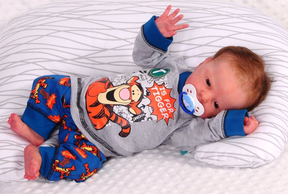 Pyjama Schlafanzug Langarmshirt in Grau Hose für Babys und Kleinkinder – Bild 3 von 3