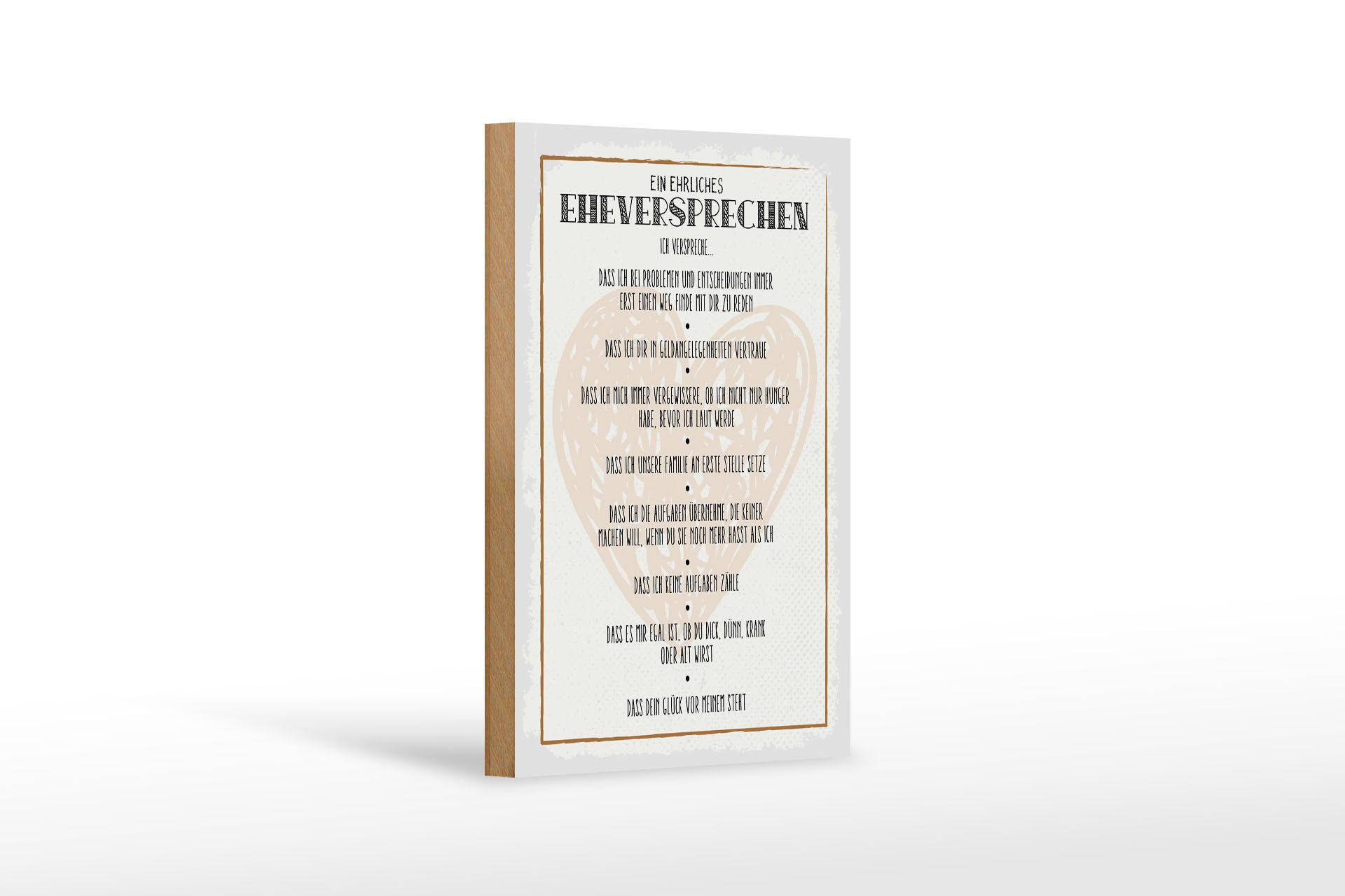 Holzbild Spruch 12x18 cm ein ehrliches Eheversprechen