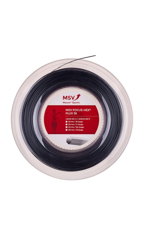 Tennissaite Focus Hex Plus 38 (Haltbarkeit+Spin) schwarz 200m Rolle