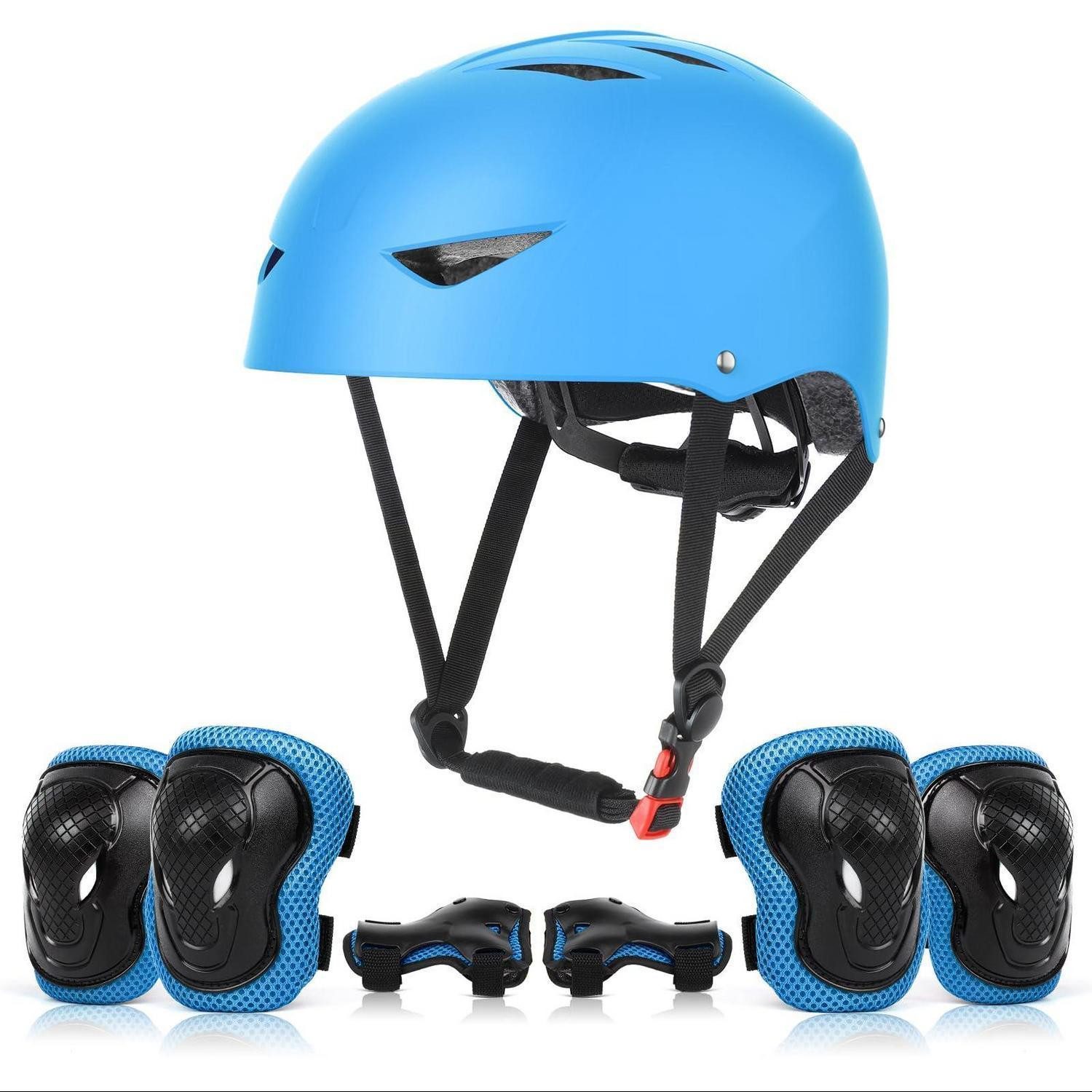 LuxusKollektion Kinderhelm Kinder Skaterhelm & Protektoren Set Blau