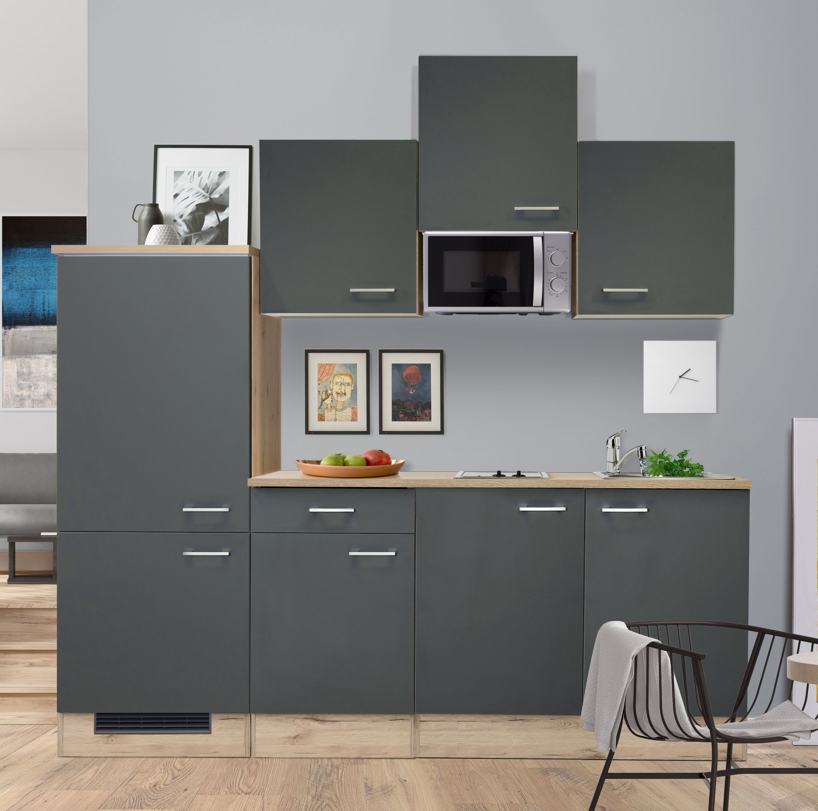 Flex-Well Küchenzeile Morena, mit E-Geräten, Gesamtbreite 210 cm