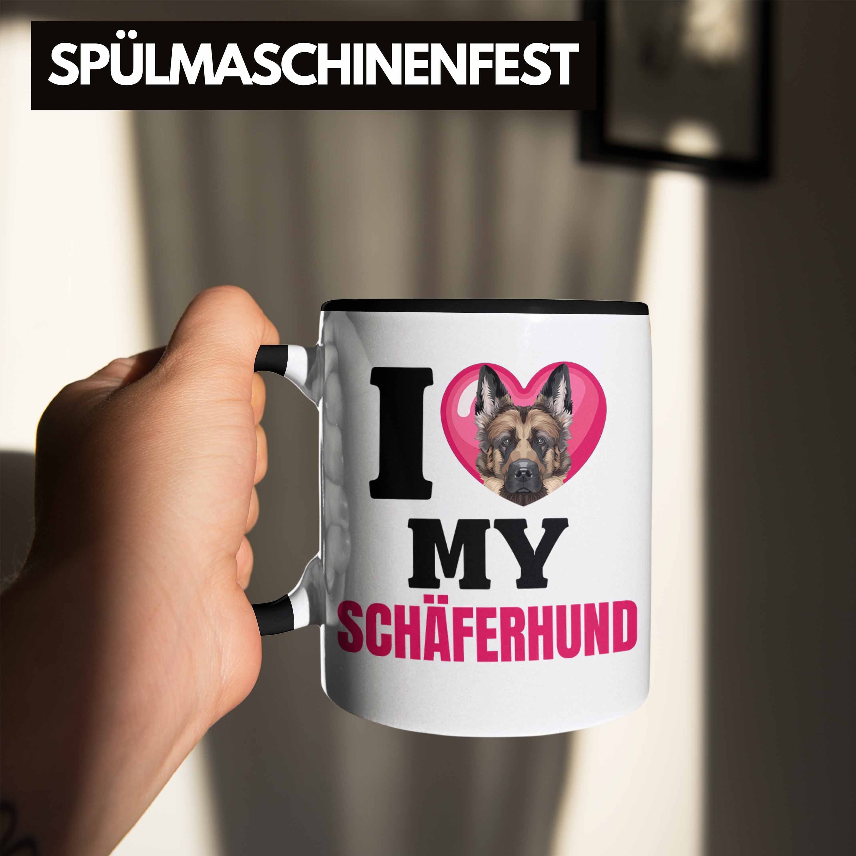 Trendation Schwarz Tasse Lustiger I Spruch Schäferhund Geschenk Tasse Geschenkidee L Besitzerin