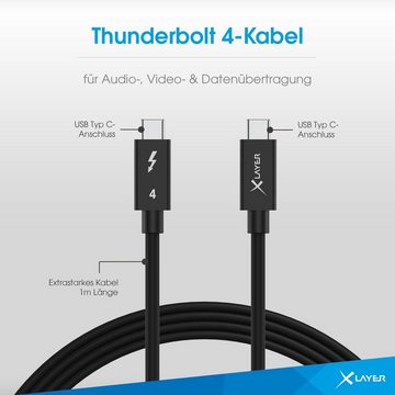 XLAYER USB-C Thunderbolt 4 Black 1 m Smartphone-Kabel, USB-C, Thunderbolt, USB-C, Thunderbolt (100.00 cm)