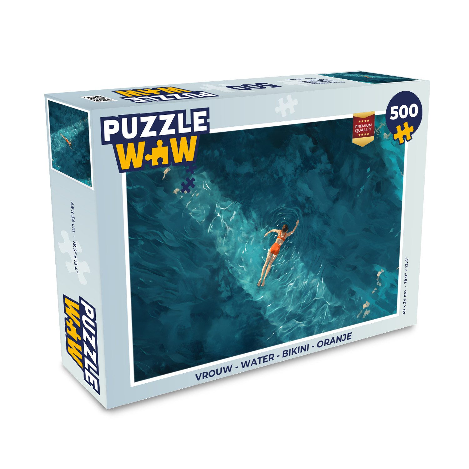 MuchoWow Puzzle Frau - Wasser - Bikini - Orange, 500 Puzzleteile, Foto-Puzzle, Bilderrätsel, Puzzlespiele, Spielzeug