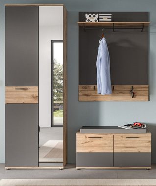 Garderobenschrank Mason (Garderobe und Schuhschrank mit Spiegeltür, 70 x 200 cm) bis zu 9 Fächer, mit Soft-Close