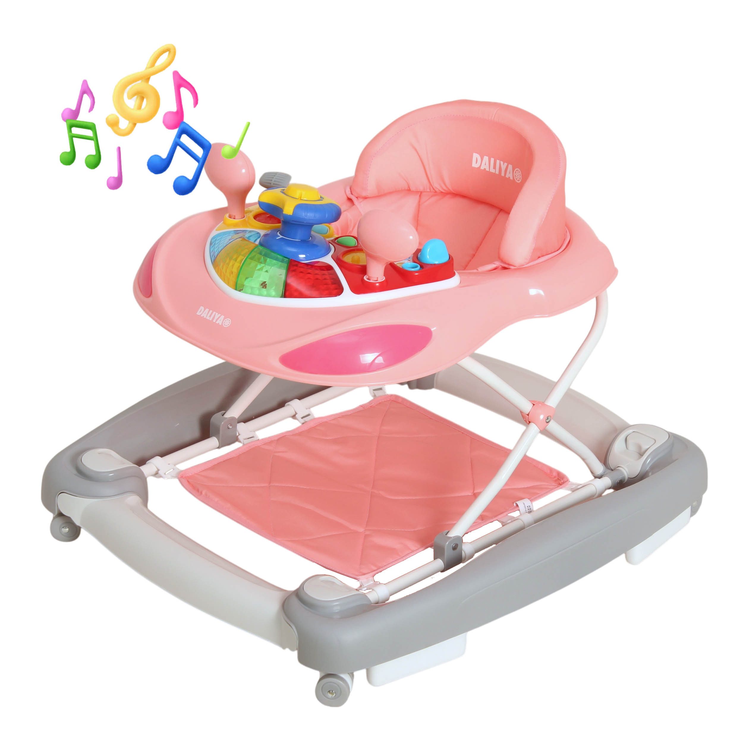 Daliya® Lauflernwagen BELLINO Lauflernhilfe mit Musik, Licht & Schaukelfunktion, (6-tlg), Babywalker, höhenverstellbar, klappbar, Babywippe