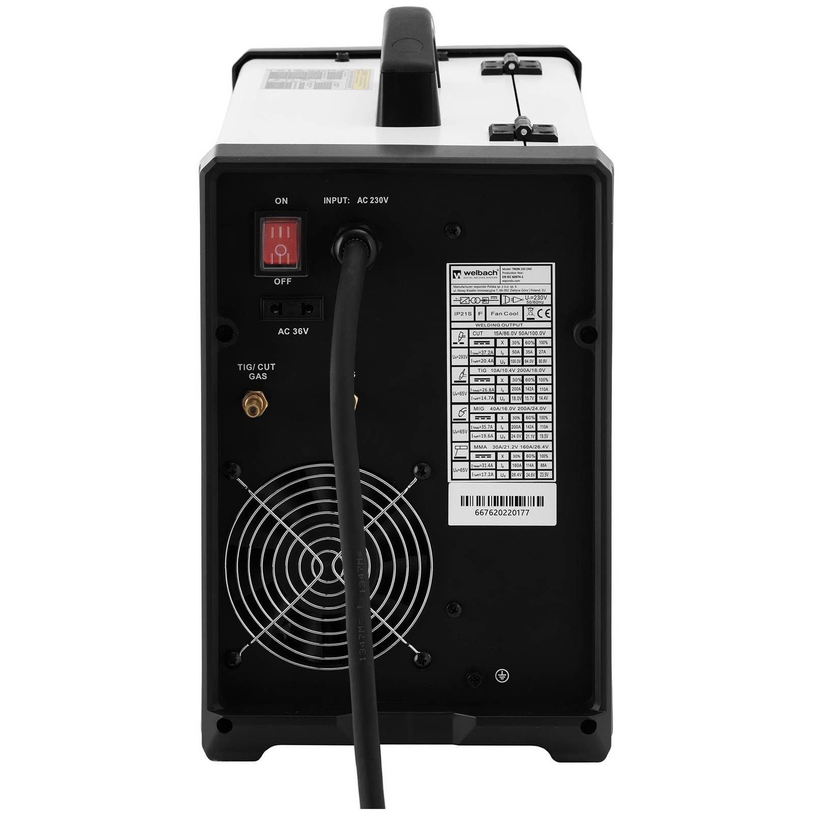 Welbach Elektroschweißgerät 4in1 Kombi-Schweißgerät MIG / MAG WIG Plasma E-Hand IGBT 200A Synergie