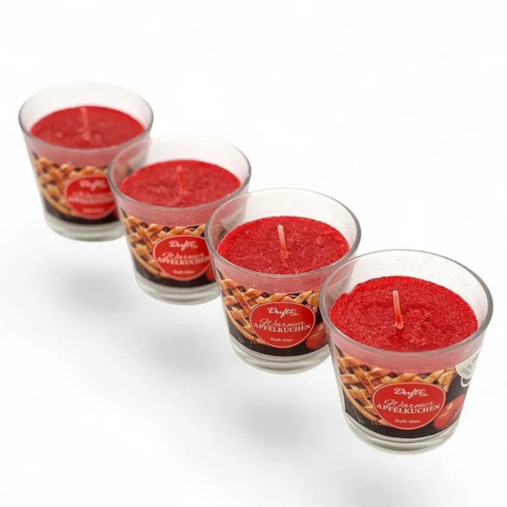 Gies Kerzen Duftkerze 4er Set Duftkerze im Glas Duftnote Warmer Apfelkuchen