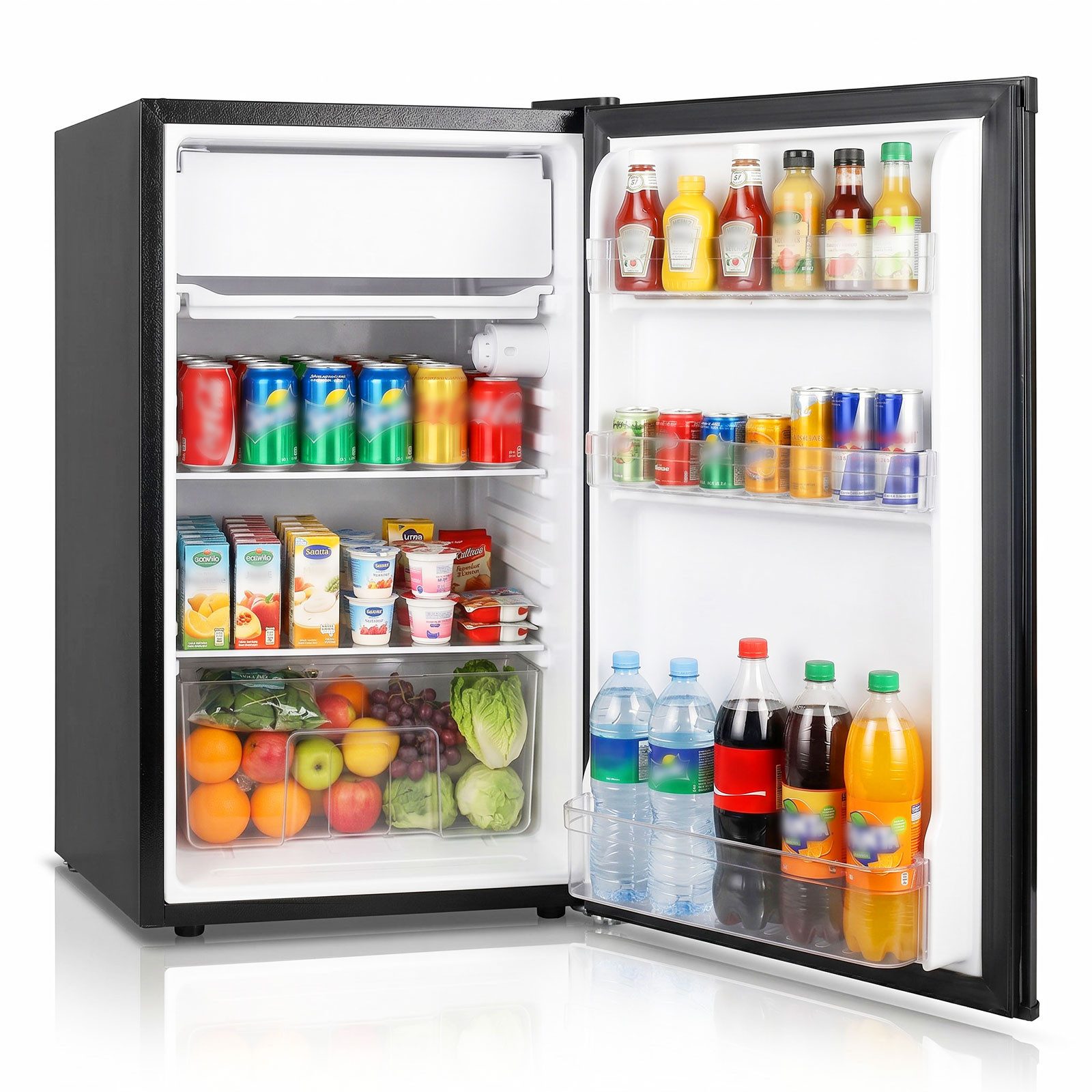 DollarDash Kühlschrank 90,8L, 7-stufig einstellbarer Thermostat,geräuscharm, energiesparend BC-90, 79.8 cm hoch, 45 cm breit, Kompakter Mini-Kühlschrank mit Gefrierfach