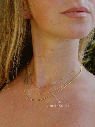 modabilé Goldkette Ankerkette DELICATE 1,5mm 333 Gold, Halskette Damen 1,5mm, Damenkette 36cm dezent, Kette Made in Germany