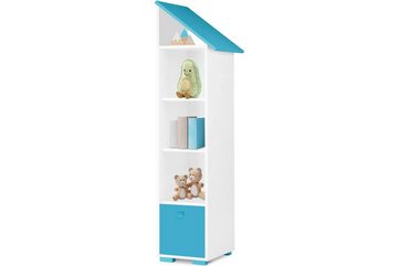 Konsimo Kinderregal Bücherregal mit Türen PABIS, Kinderbuchregal mit Tür, Hochregal, in Pastellfarben