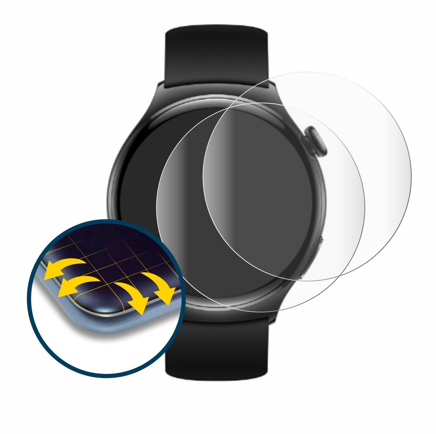 BROTECT Full-Cover Schutzfolie für Huawei Watch 4, Displayschutzfolie, 2  Stück, 3D Curved klar