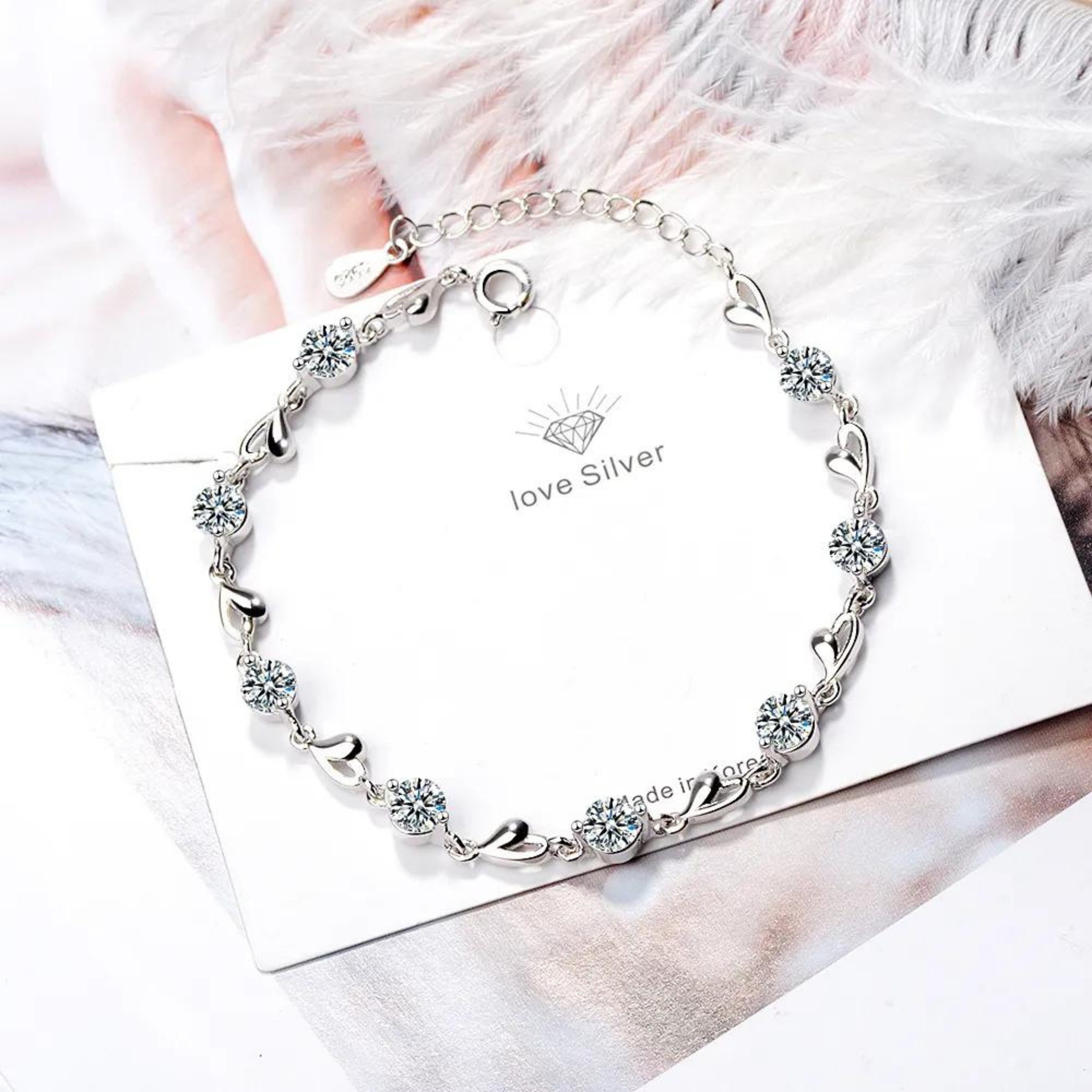 Herzen Silberarmband Liebe Herz Silber Frauen Armband (1-tlg), Sterling Damen Felino Geschenk 925 Diamanten