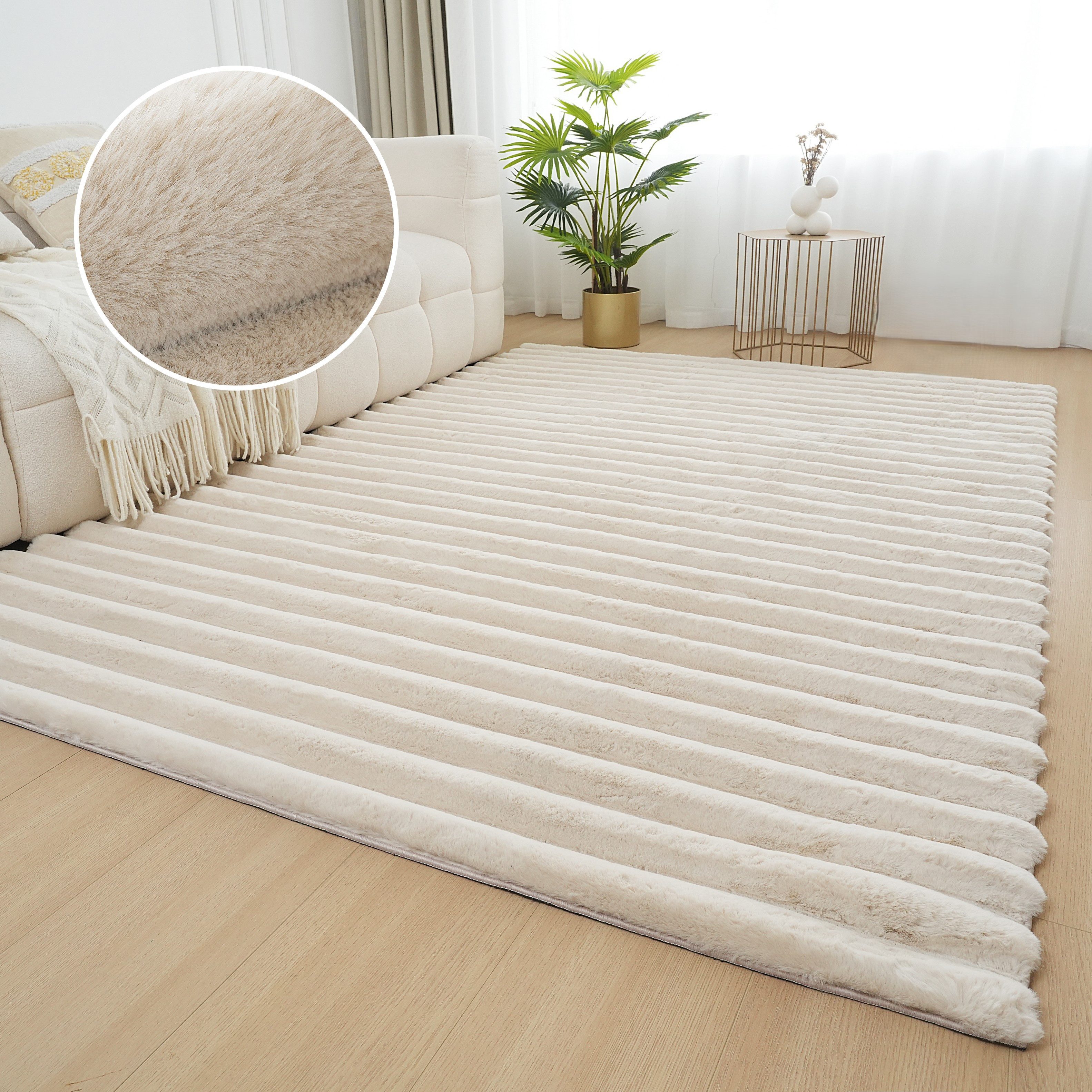 OTTO home Teppich Melanie, Kunstfellteppich, besonders weich, Hoch-Tief-Effekt, rechteckig, Höhe: 28 mm, Kaninchenfell Optik, Wohnzimmer, Schlafzimmer, auch als Läufer