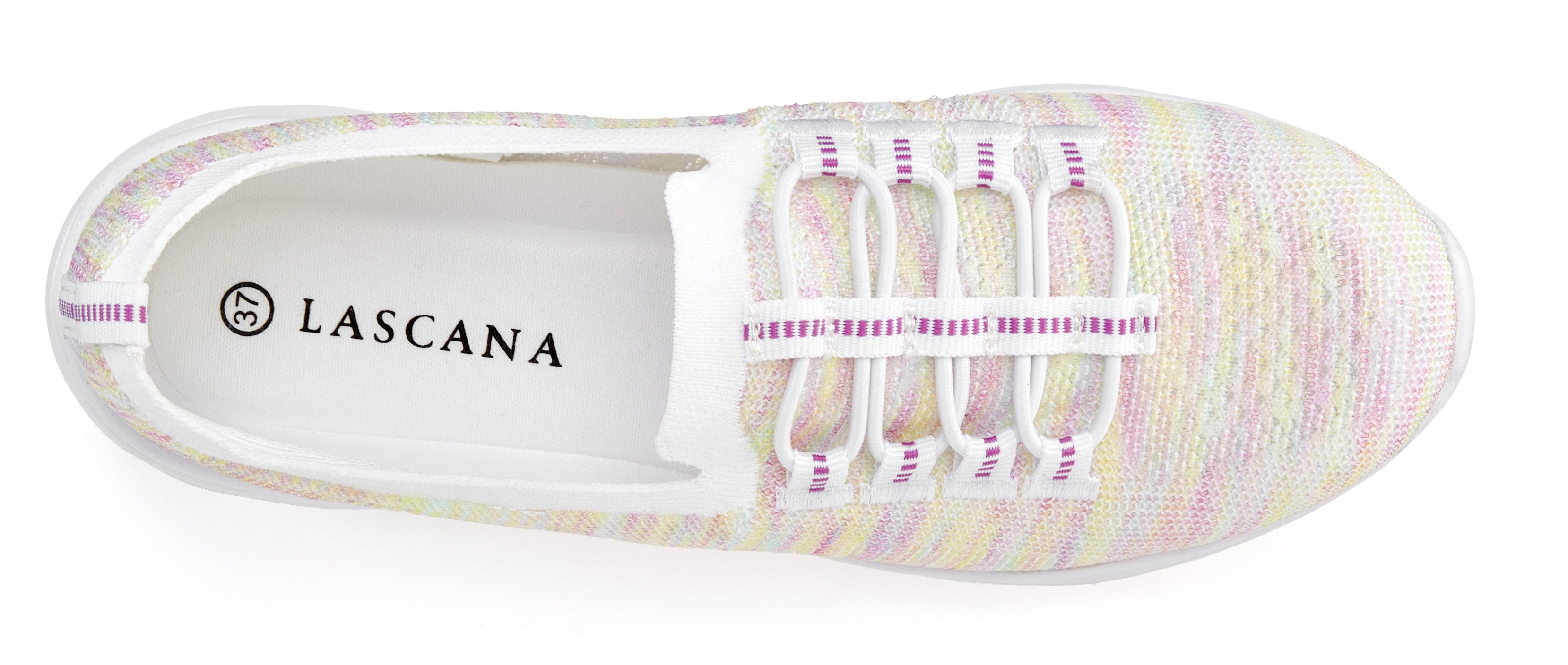 LASCANA Slipper, Halbschuh, Slip-On-Sneaker, Sneaker aus leichtem Textil-Material VEGAN