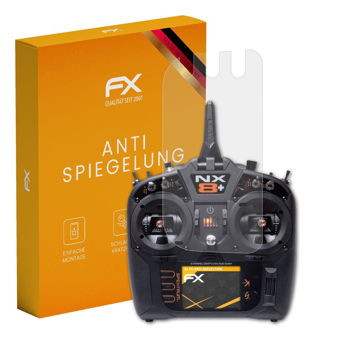 atFoliX Schutzfolie für Spektrum NX8 Plus, (3 Folien), Entspiegelnd und stoßdämpfend