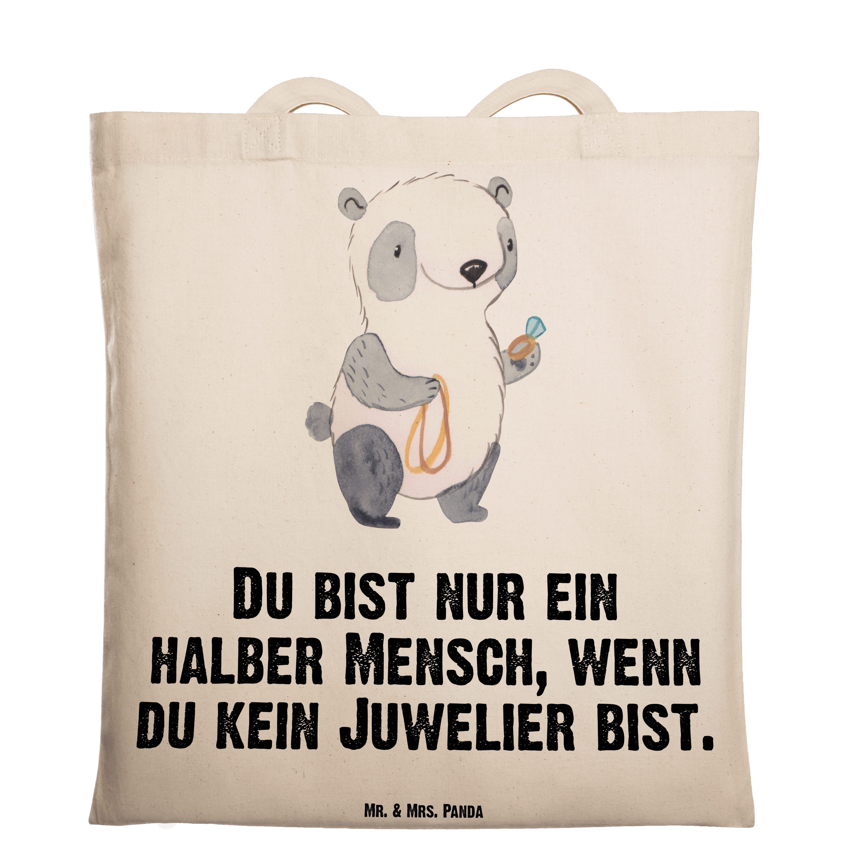 Mr. & Mrs. Panda Tragetasche Juwelier mit Herz - Transparent - Geschenk, Eröffnung, Arbeitskollege (1-tlg)