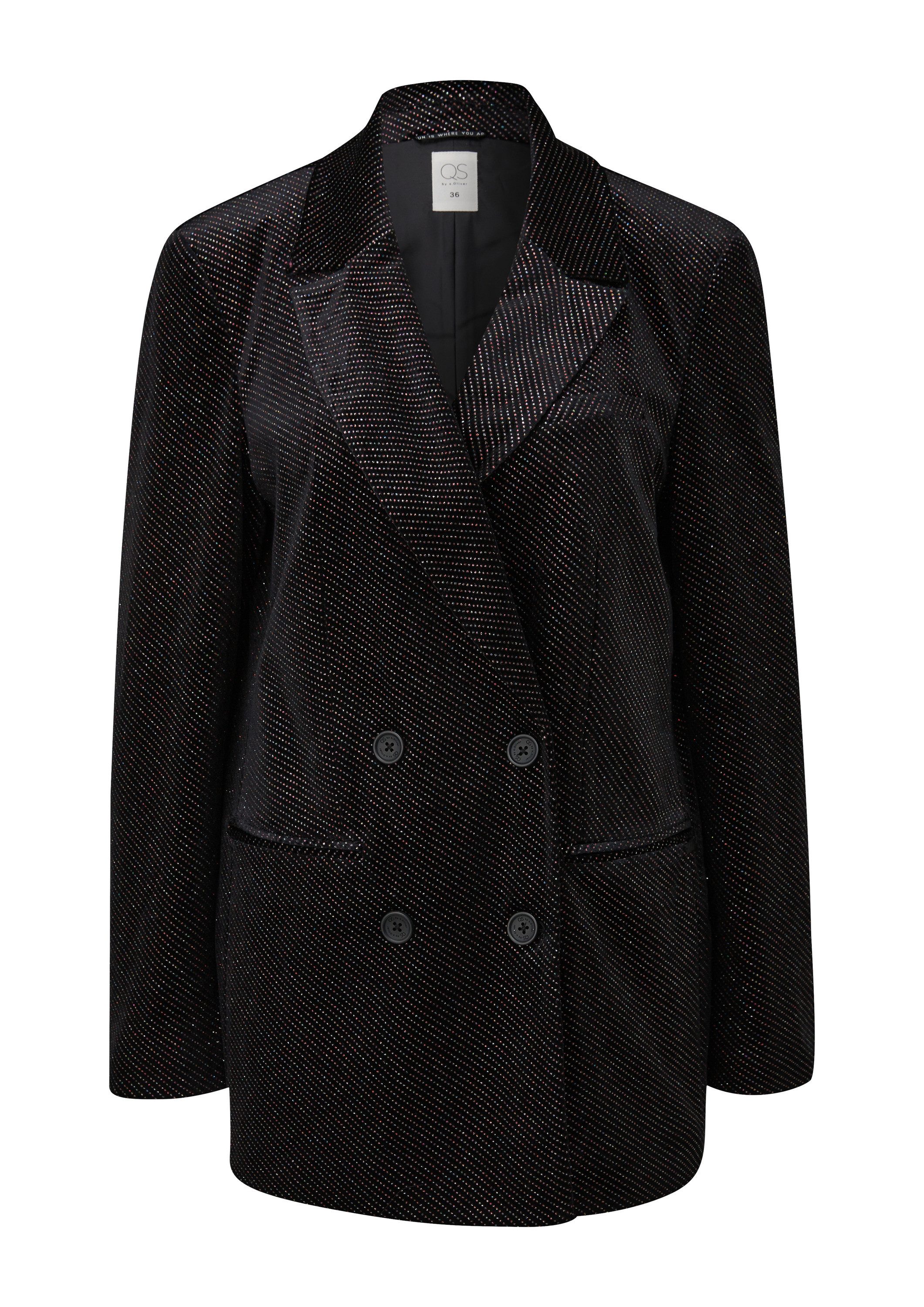 QS Jackenblazer Indoor-Blazer Samtblazer mit Glitzer günstig online kaufen