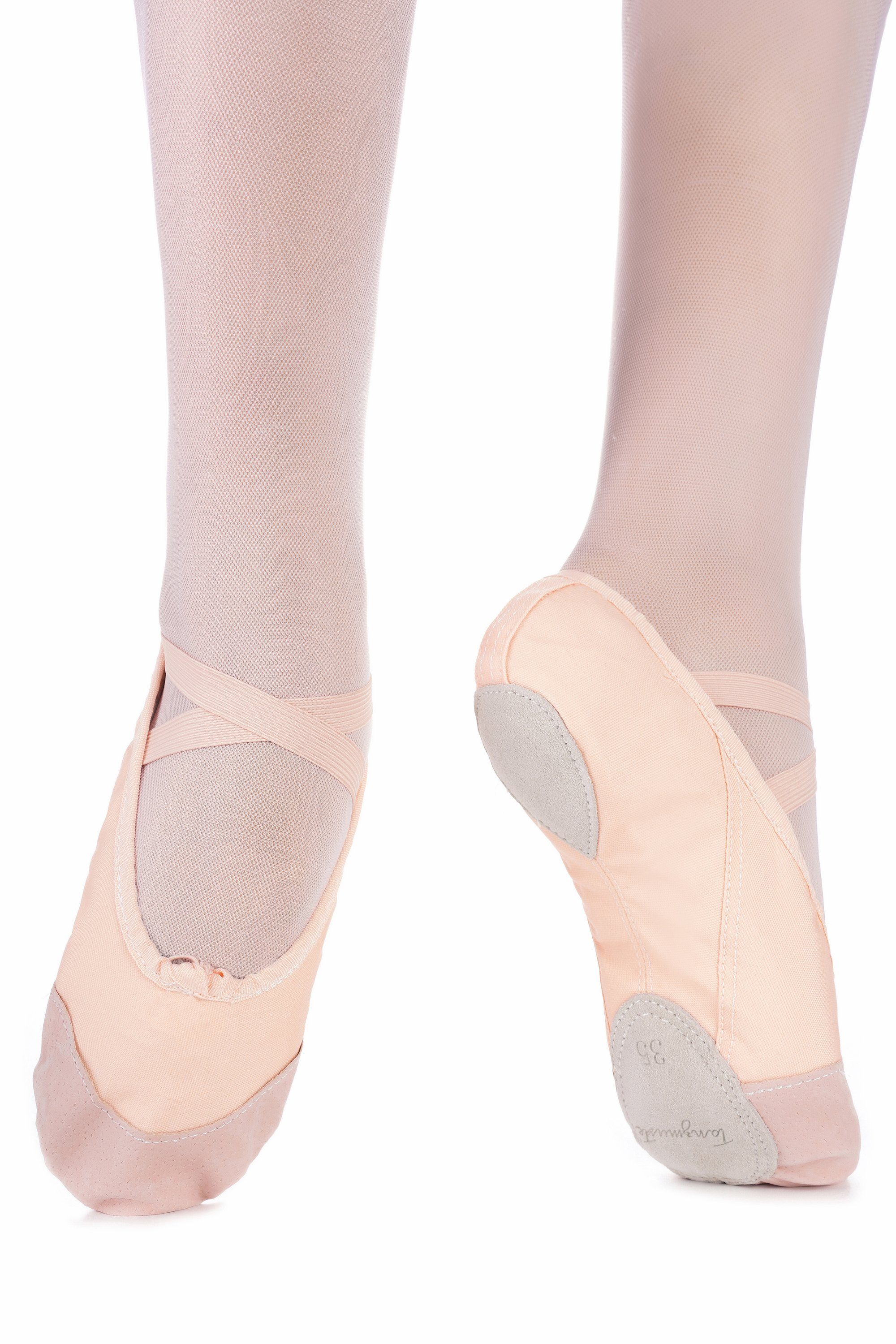 tanzmuster Ballettschuhe Robin mit Lederkappe und geteilter Ledersohle Tanzschuh Ballettschläppchen für Mädchen