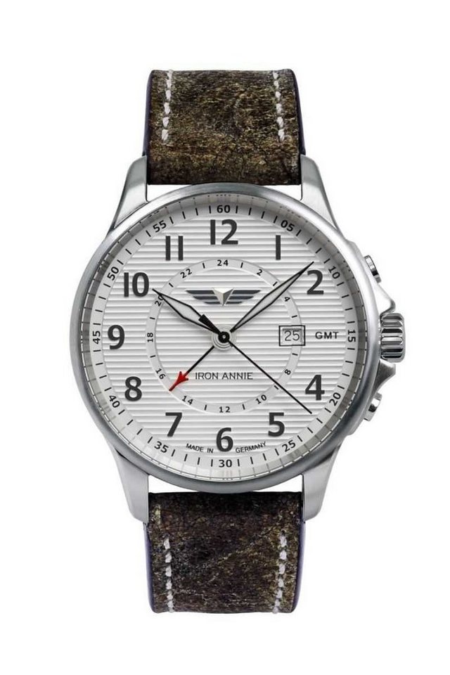 IRON ANNIE Quarzuhr Herrenuhr Fliegeruhr 5840-1 Lederband 42 mm, Made in  Germany, Sehr schöne Armbanduhr zum günstigen Preis