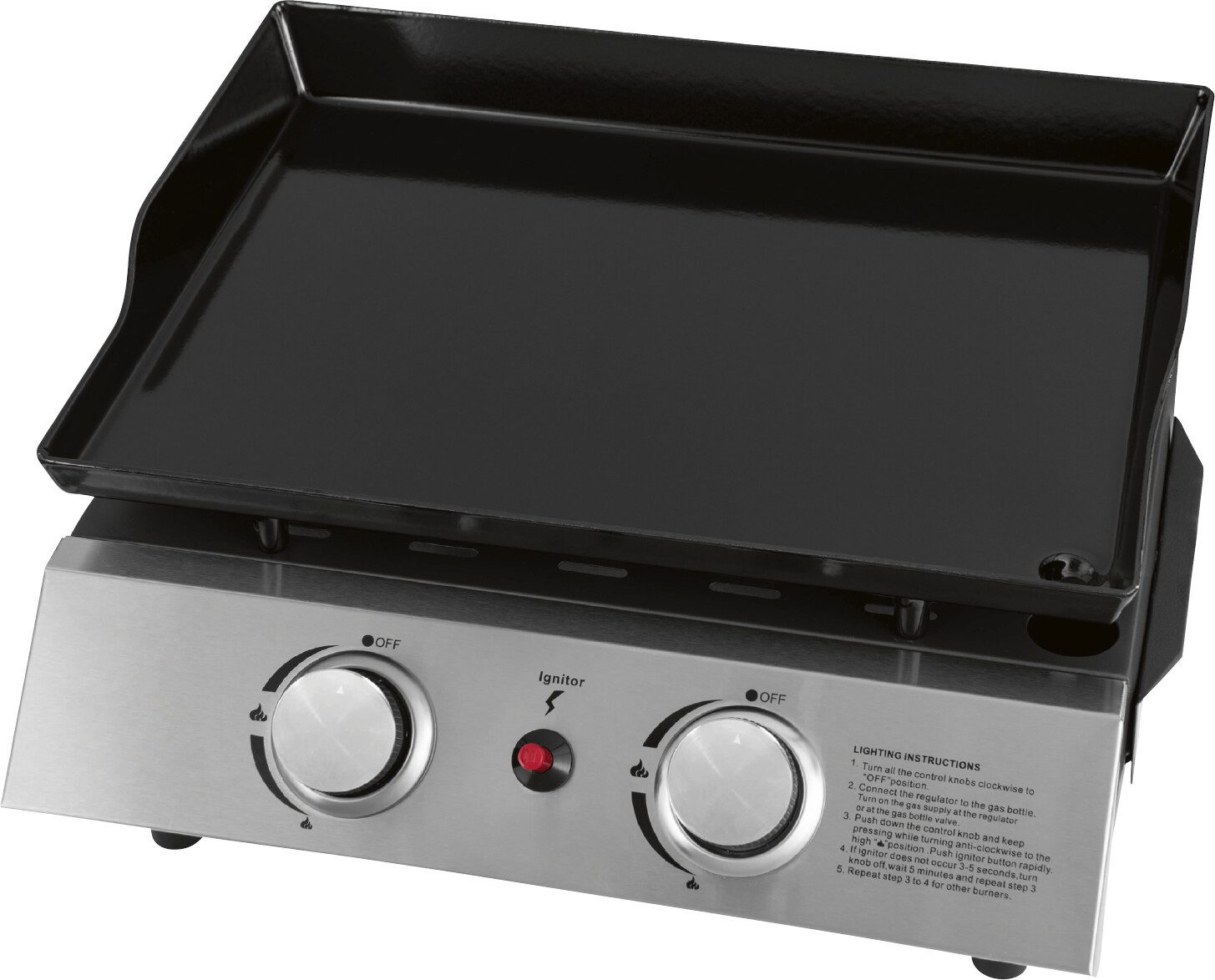 JUSTUS Camping-Gasgrill Tischgrill BBQ-Plancha "Grilleau 2" (silber, 2 Brenner), kein Set, kein Set, 48 x 47 x 24 cm (L x B x H)