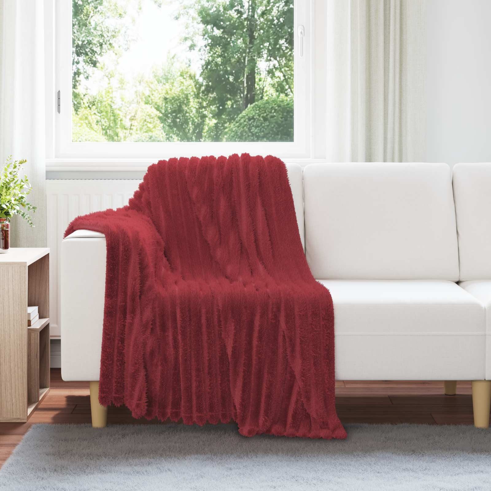 vidaXL Bettüberwurf Überwurfdecke Bordeauxrot 150 x 130 cm Fleece